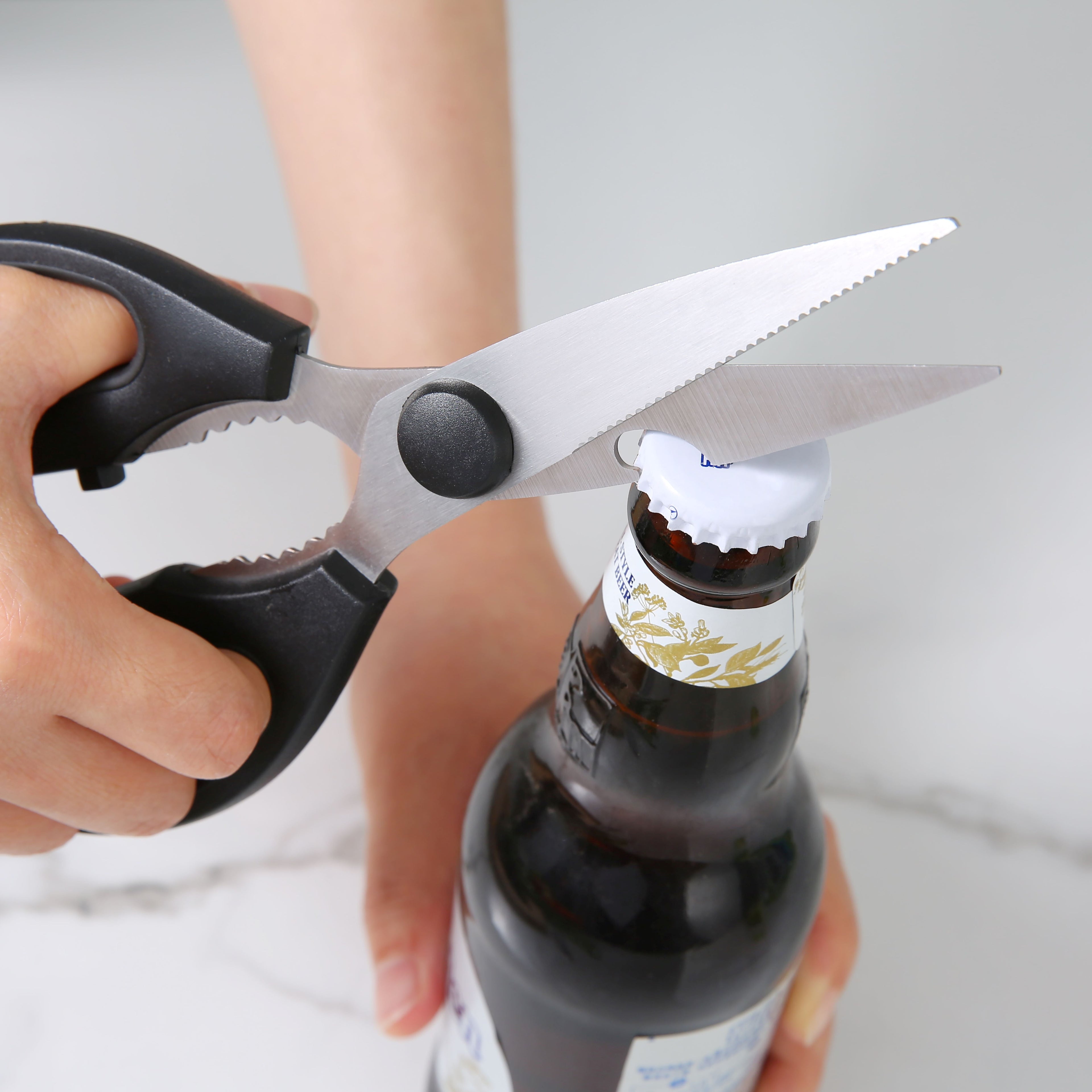 Premium Kitchen Stainless Steel Multi-Purpose Kitchen Shears with Grip 1 Each - Kitchen Gadget Tool for Quick Food Prep Detail