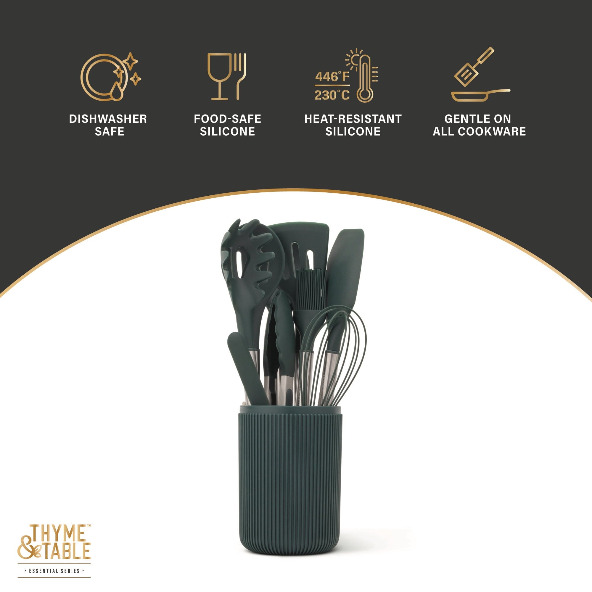 Heavy Duty 10-Piece Silicone Gadget Set - Green - Multi-Purpose Hand Tool for Daily Meal Prep Detail