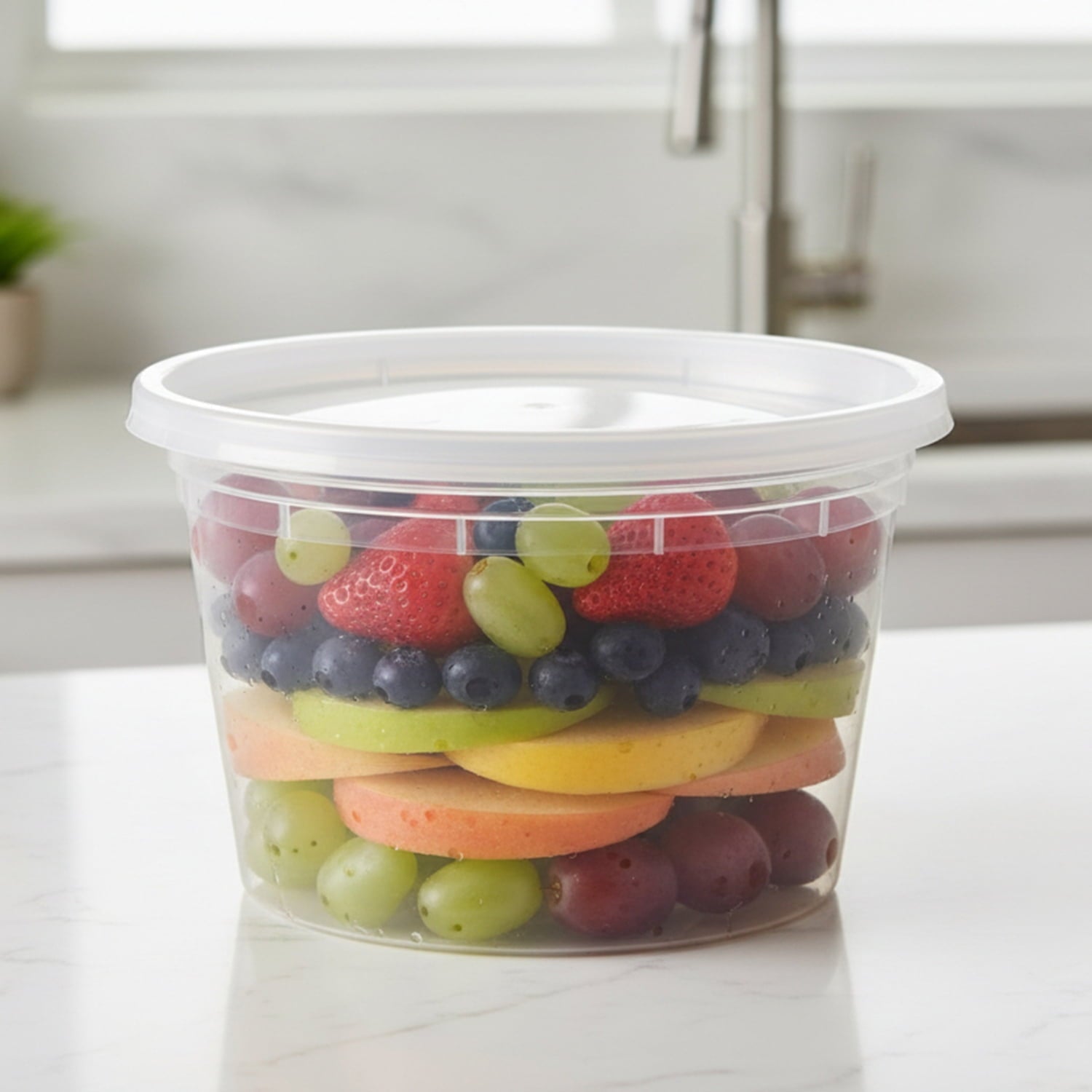 Whimsical Doughnut 40 Piece 16oz Plastic Deli Container, Ideal Use for Meal Prep and Batch Cooking - Deliciously Soft Cupcake Sensory Glob Detail