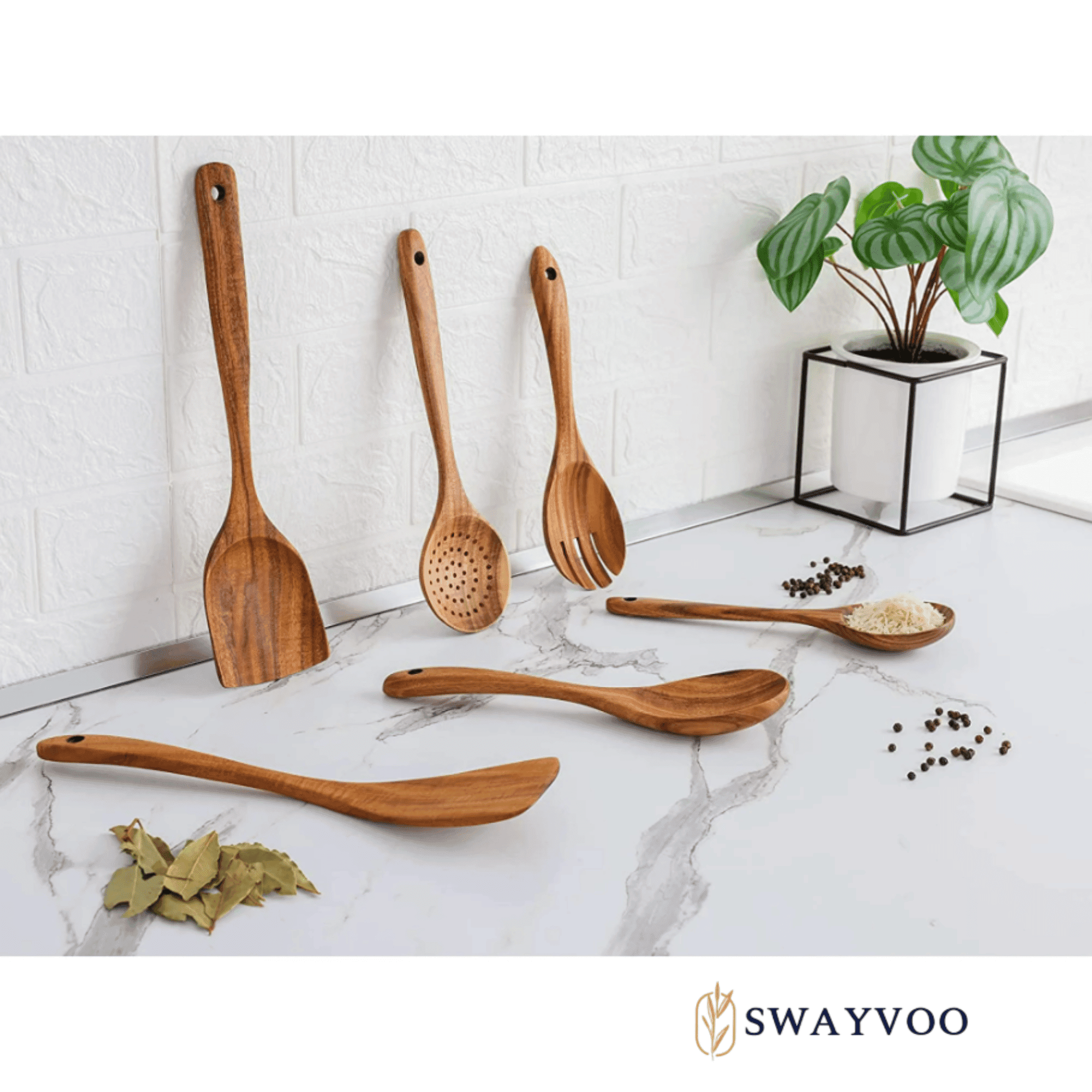 Premium Silicone Wooden Spoons for Cooking, 6-Piece 100% Natural Teak Wooden Utensils for Cooking — Heat Resistant, Non-Stick ... - Heat-Resistant Silicone Cooking Spatula Turner Detail