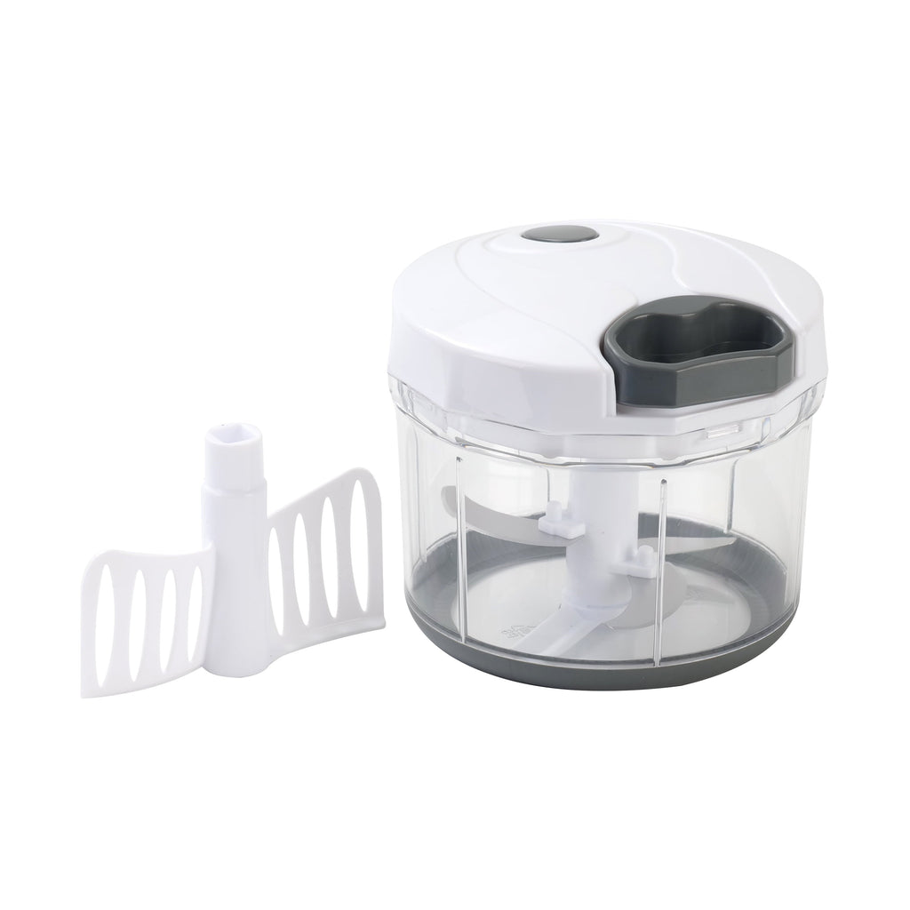 Innovative 1qt Quick Pull Chopper, BPA free , SS Blades, Food Contact Safe Material , White & Grey, Weight 320g - Multi-Functional Manual Food Chopper & Slicer Detail