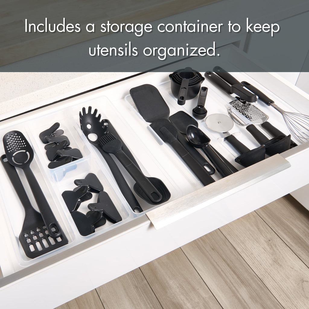 Chef-Quality 36 Piece Kitchen Gadget Set with Kitchen Cooking Utensils, and Drawer Organizer, Black - Professional Kitchen Tool for Culinary Enthusiasts Detail