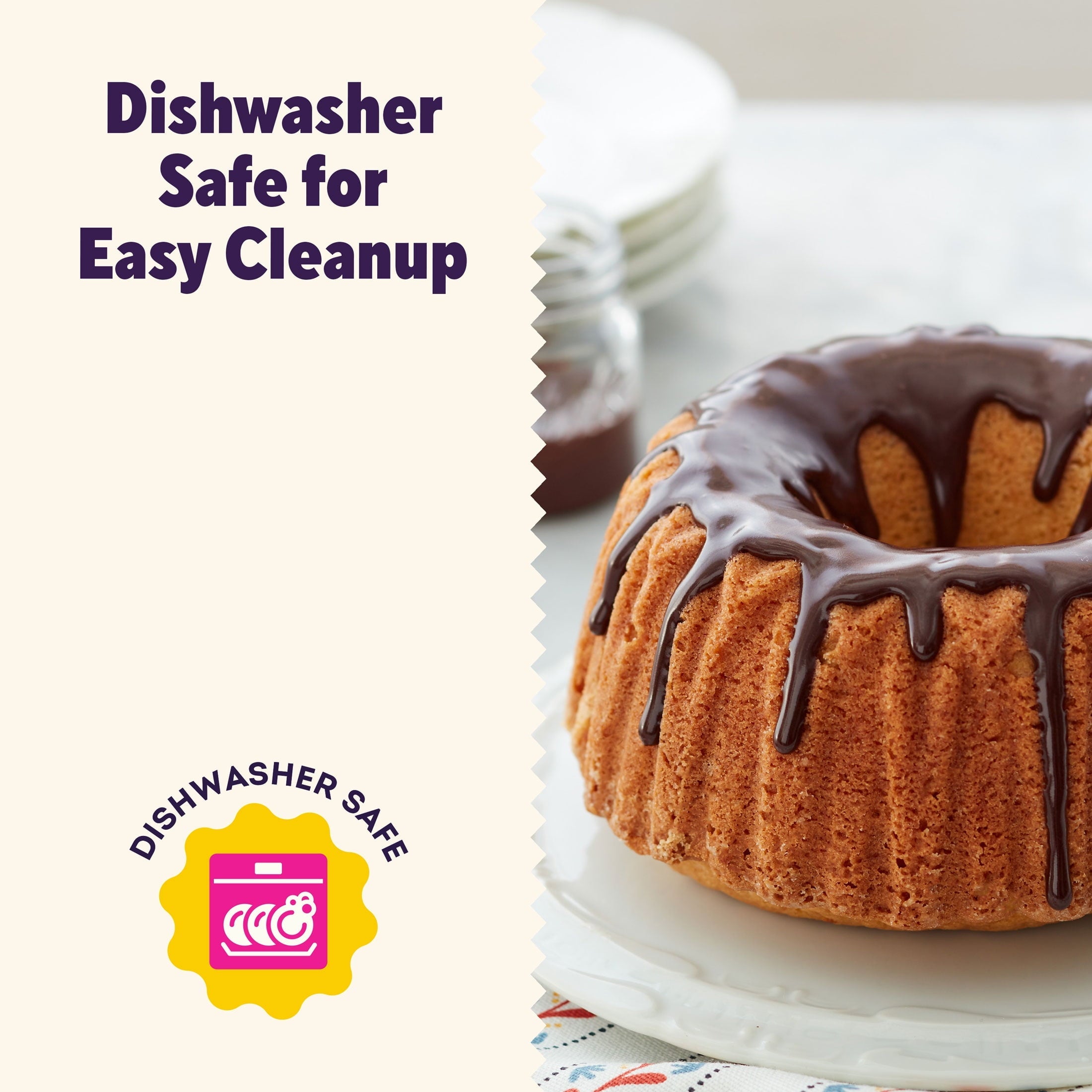 Ergonomic Manual Everyday Non-Stick Bundt Cake Pan 6" Fluted Tube Baking Pan, Packaging May Vary - Multi-Functional Manual Food Chopper & Slicer Detail