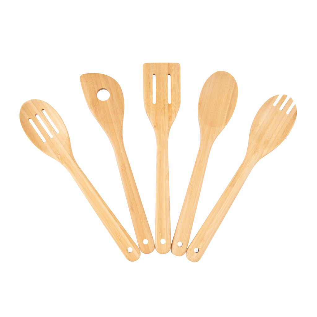High-Precision 5pk Bamboo Spoons for Cooking, Kitchen Essential Tools Set - Multi-Purpose Hand Tool for Daily Meal Prep Detail