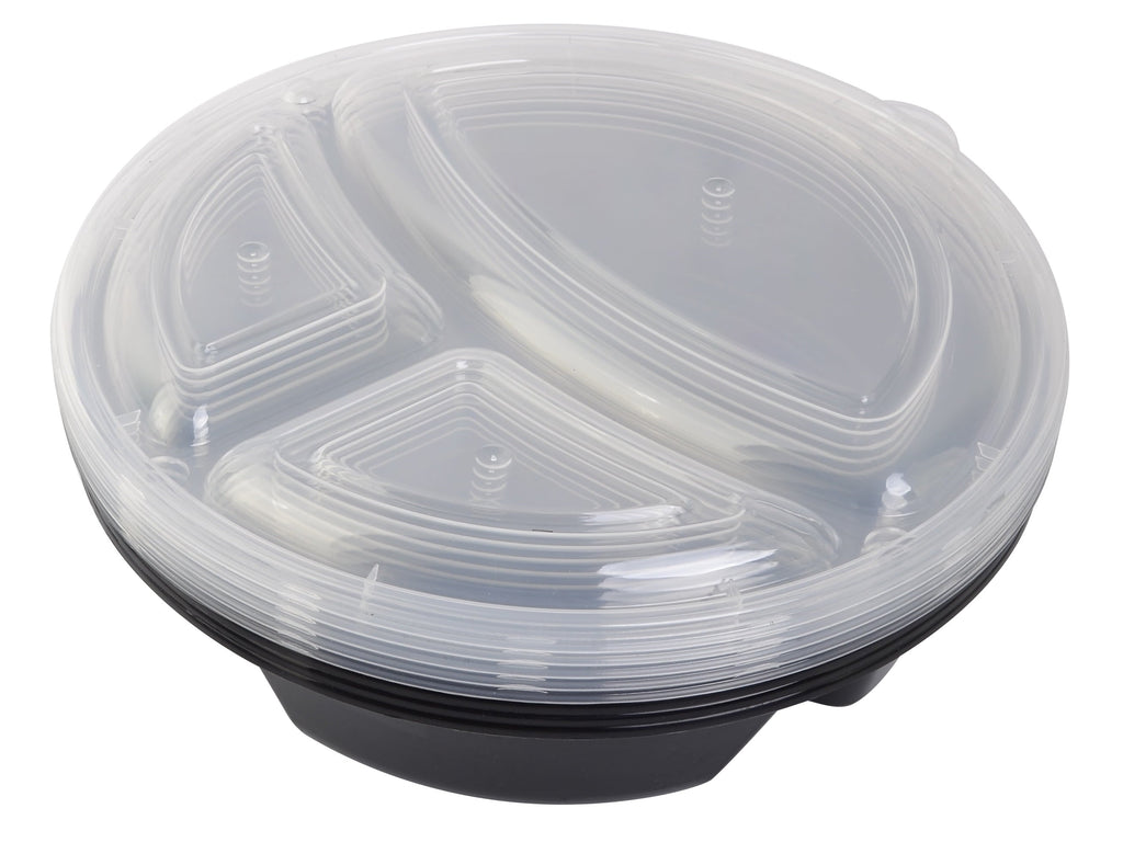 Playful Geometric 5-Pack Round Meal Prep Containers with 3 Compartments and Lids, 1L, BPA-Free, Microwave & Dishwasher Safe, Made for F... - Fun Food Fidget Cookie Squishable Toy Detail