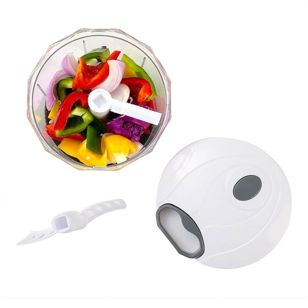 Innovative 1qt Quick Pull Chopper, BPA free , SS Blades, Food Contact Safe Material , White & Grey, Weight 320g - Multi-Functional Manual Food Chopper & Slicer Detail
