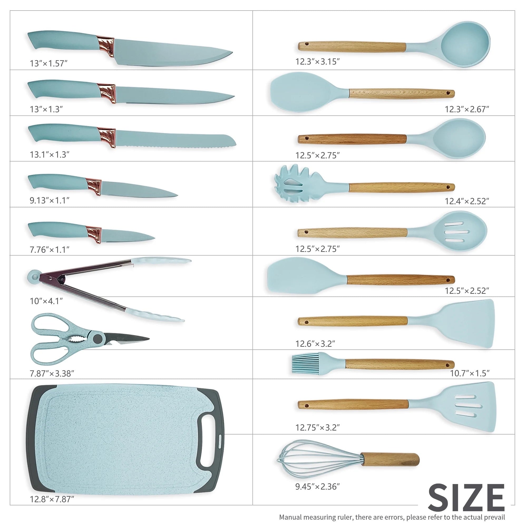 Professional Grade Silicone Kitchen Cooking Utensils Set, 19 Pieces Utensil with Holder, Heat Resistant, Green - Multi-Purpose Hand Tool for Daily Meal Prep Detail