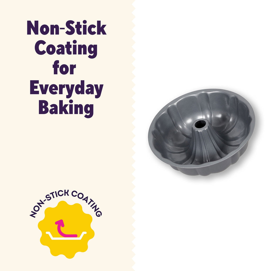 Ergonomic Manual Everyday Non-Stick Bundt Cake Pan 6" Fluted Tube Baking Pan, Packaging May Vary - Multi-Functional Manual Food Chopper & Slicer Detail