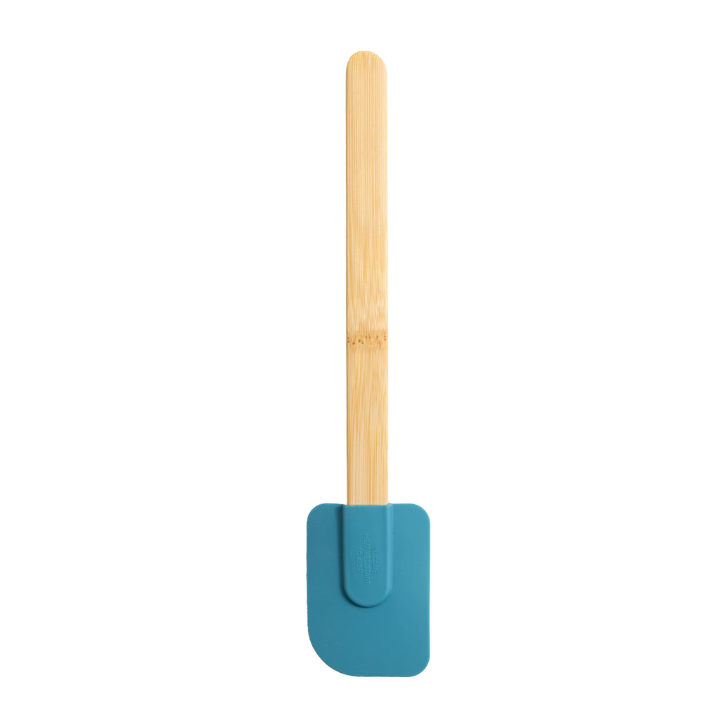 Heavy Duty Silicone Spatulas Set 4 with Bamboo Handles, Blue - Multi-Purpose Hand Tool for Daily Meal Prep Detail