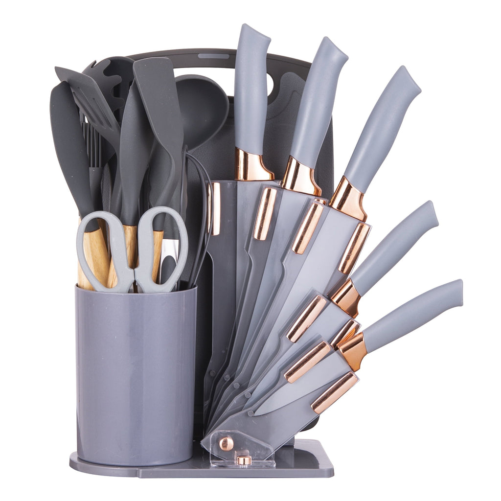 Heat-Resistant 19-Piece Silicone Kitchen Utensil & Knife Set - Heat-Resistant Cooking Tools Non-Stick Safe Gift for Mom or Wo... - Ergonomic Kitchen Tongs and Cooking Spoon Utensil - Default Title