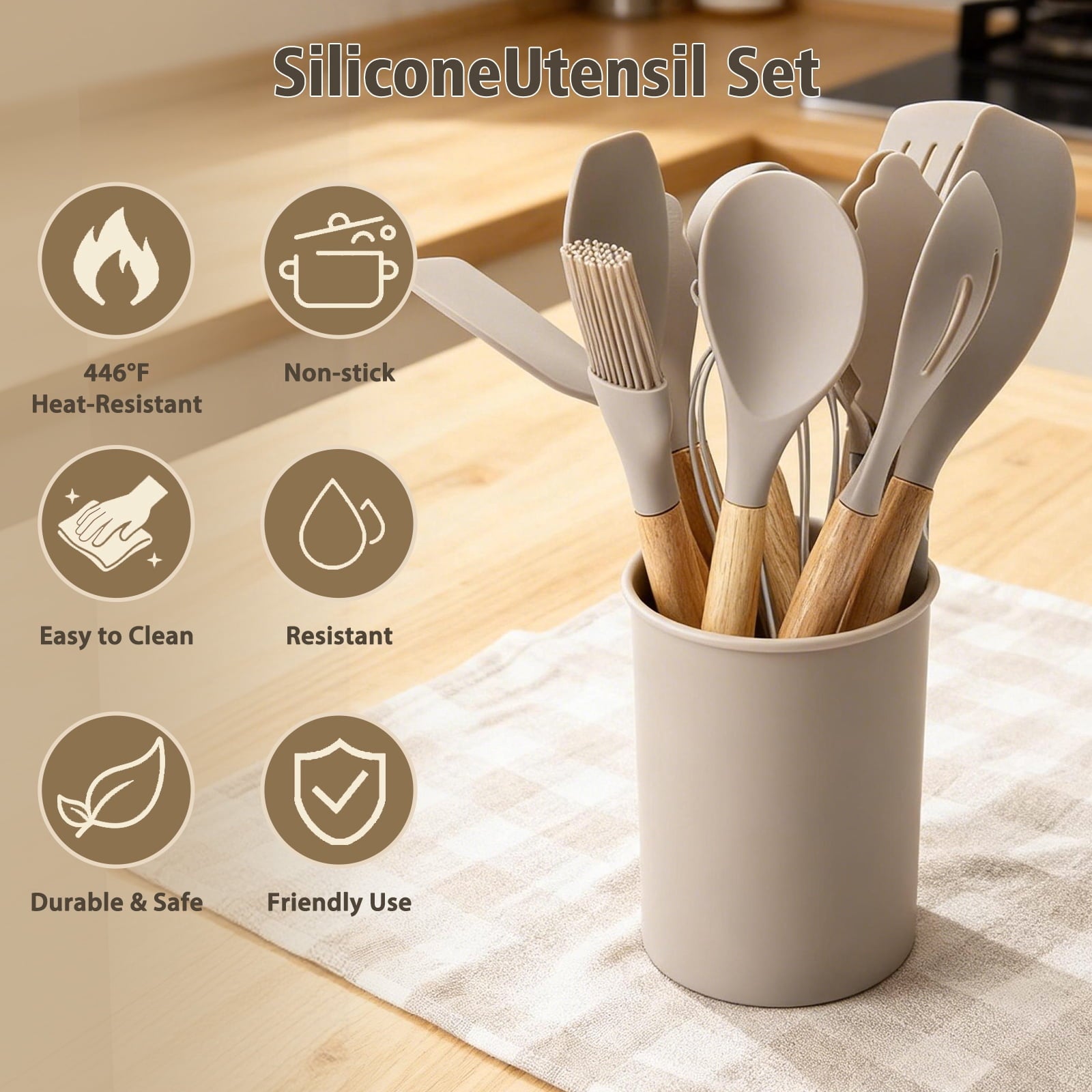 High-Precision Silicone Cooking Utensils Set, Heat Resistant Kitchen Tools, 36 PCS Non-Stick Silicone Cooking Kitchen Utensils, Khaki - Heavy Duty Stainless Steel Kitchen Shears Detail