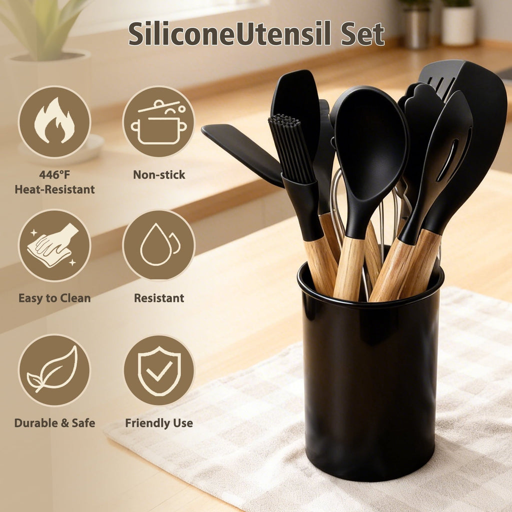 Ergonomic Cooking Silicone Cooking Utensils Set, Heat Resistant Kitchen Cooking Utensils Set, 12 PCS Handle Silicone Kitchen Gadgets Ut... - Heat-Resistant Silicone Cooking Spatula Turner Detail
