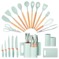 Premium Silicone 19pcs Silicone Kitchen Utensil Set, Heat-Resistant Non-Stick Easy Cooking Cleaning Home Light-Green - Durable Turner & Ladle Utensil Set for Home Chefs - Default Title