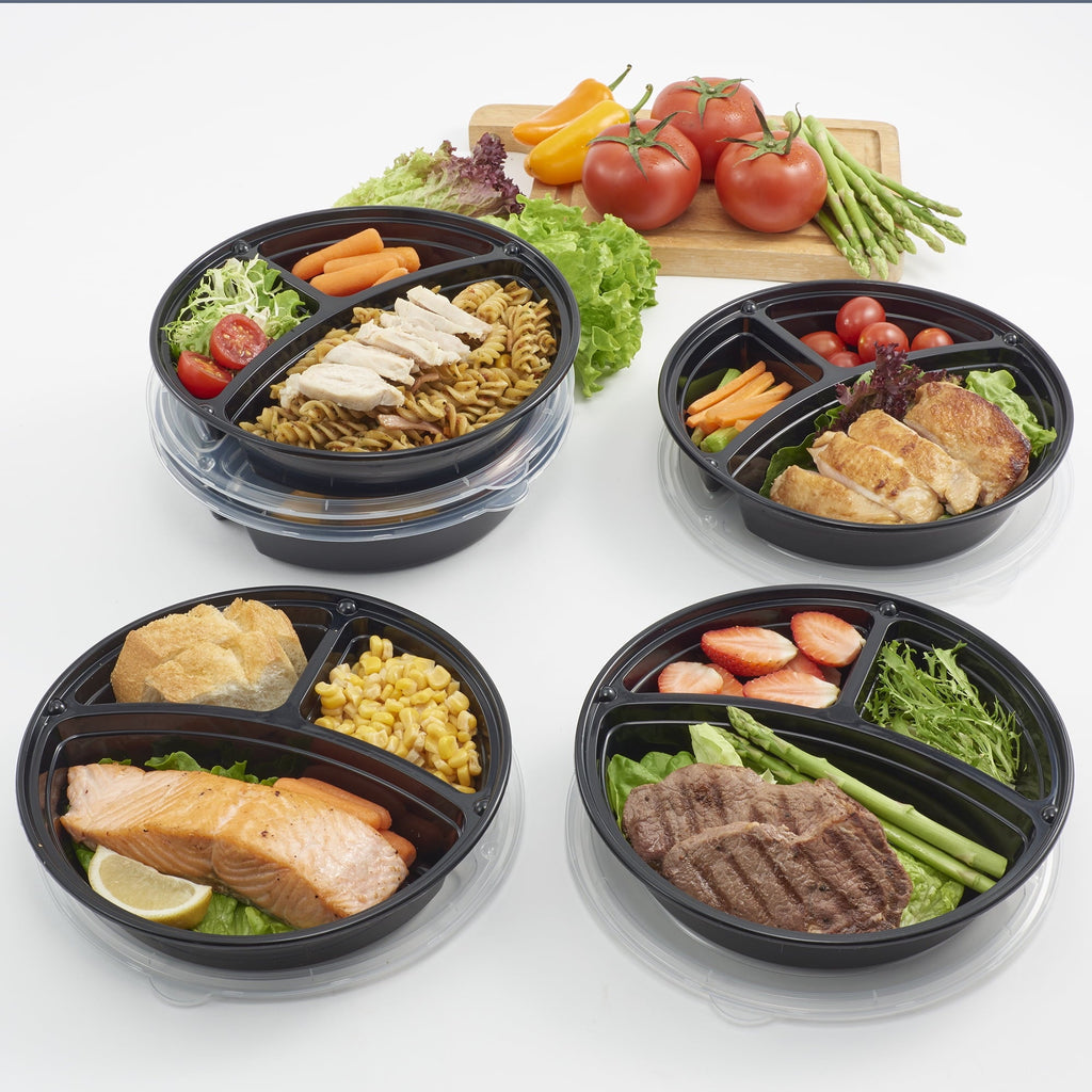Playful Geometric 5-Pack Round Meal Prep Containers with 3 Compartments and Lids, 1L, BPA-Free, Microwave & Dishwasher Safe, Made for F... - Fun Food Fidget Cookie Squishable Toy Detail