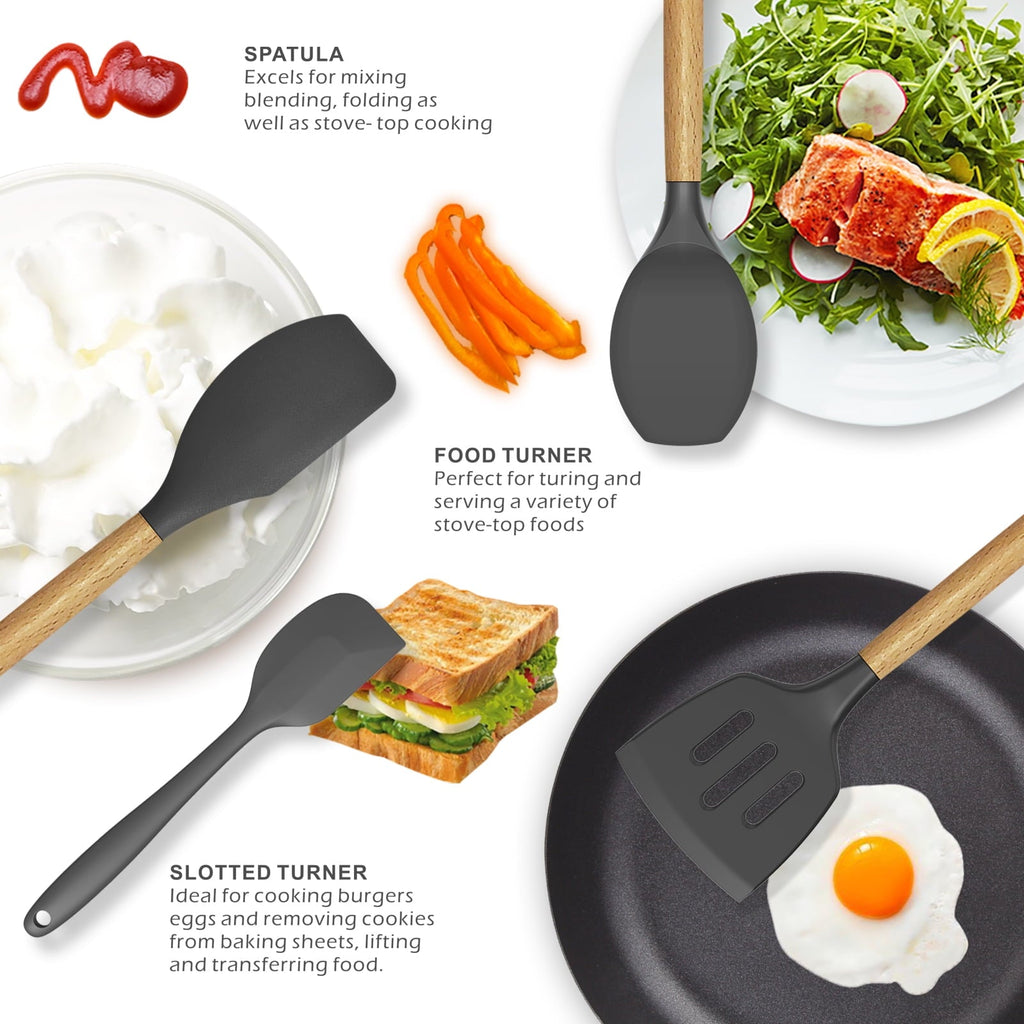 Heavy Duty Silicone Cooking Utensils Set - 446°F Heat Resistant Silicone Kitchen Utensils for Cooking,Kitchen Utensil Spatula Se... - High-Precision Culinary Tool for Baking & Cooking Detail