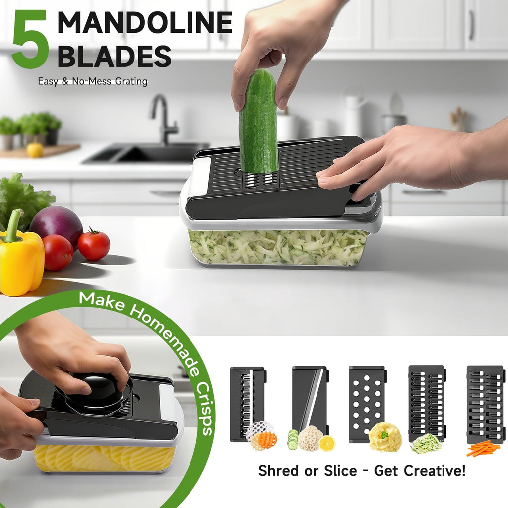 Time-Saving Vegetable Chopper Food Slicer, 15 in 1 Multi-Function Food Chopper for Onion, Veggie, Cheese Grater, Vegetable... - Multi-Functional Manual Food Chopper & Slicer Detail