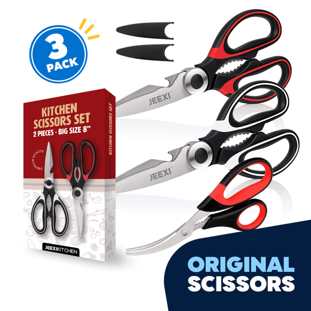 Time-Saving 3 Pack Kitchen Scissors, Ultra-Sharp Premium Stainless Steel Heavy Duty Kitchen Shears & Multi Purpose Poultry Shears... - Kitchen Gadget Tool for Quick Food Prep - Default Title