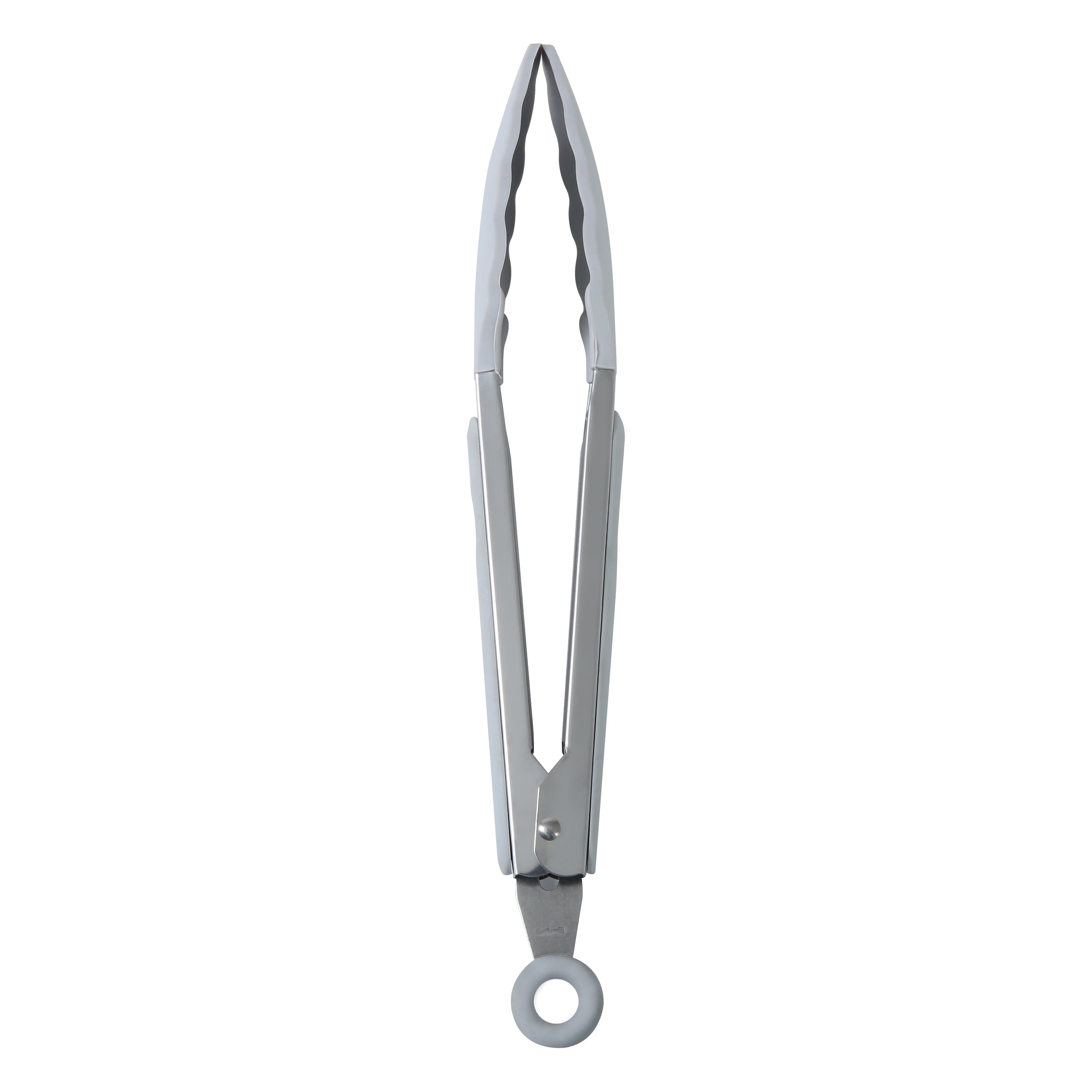 High-Precision 9" Stainless Steel and Silicone Locking Tongs, Soft Grip Handle, Grey Flannel - High-Precision Culinary Tool for Baking & Cooking Detail