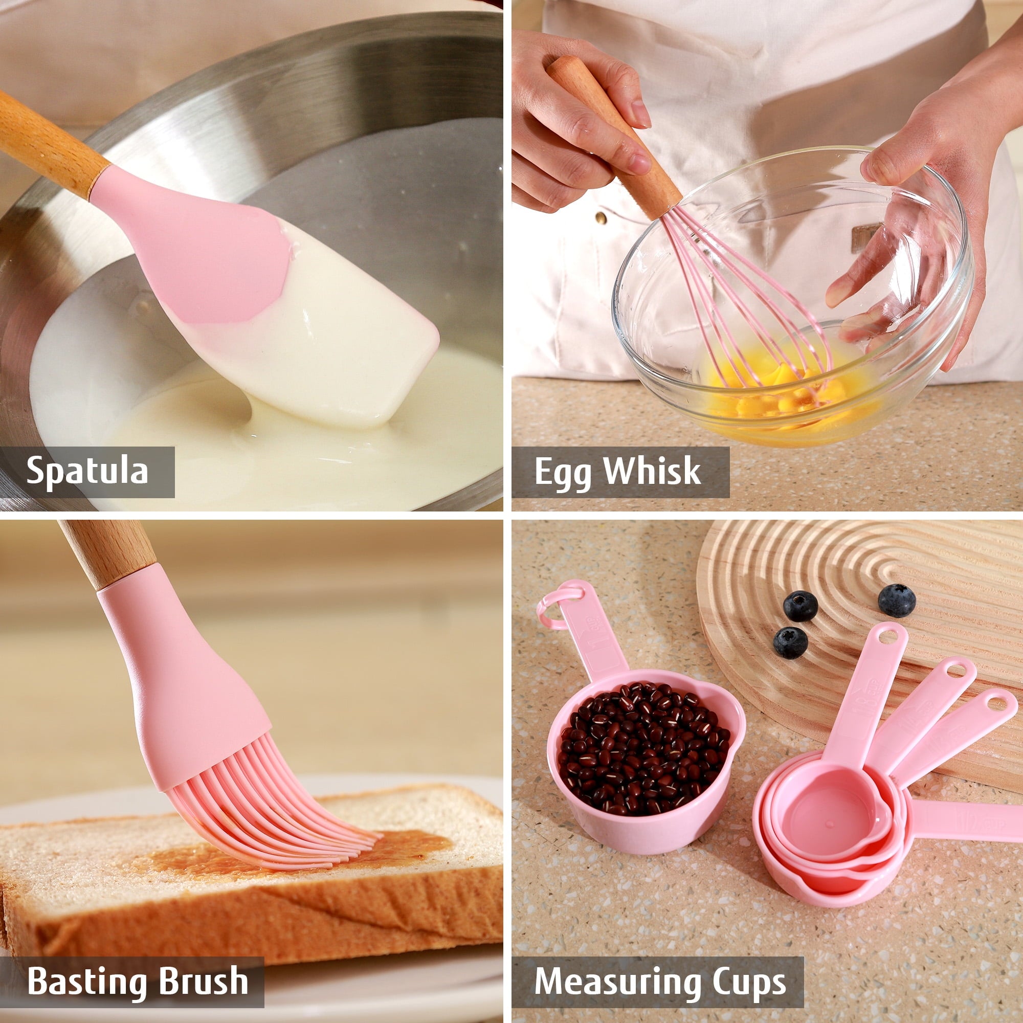 Premium Silicone 32 PCS Silicone Cooking Utensils Set, 446°F Heat Resistant for Nonstick Cookware - Premium Stainless Steel Cooking Utensil for Non-Stick Pots Detail