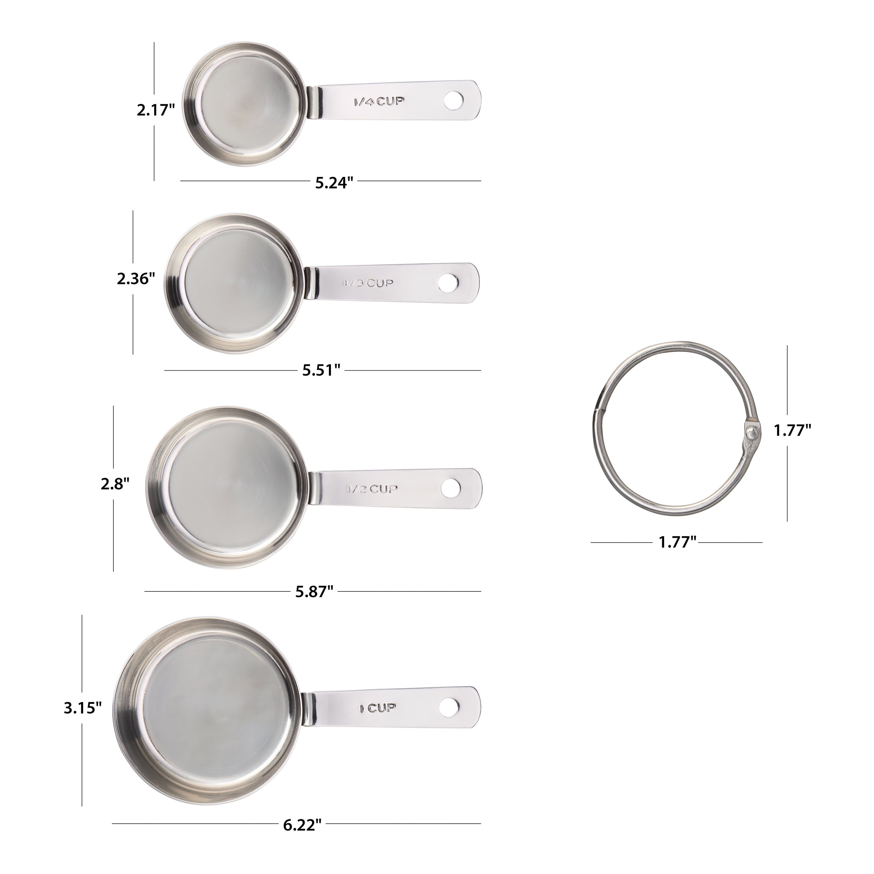Premium Kitchen Kitchen Stainless Steel 4-Piece Nesting Measuring Cups - Innovative Kitchen Helper for Modern Cooking Detail
