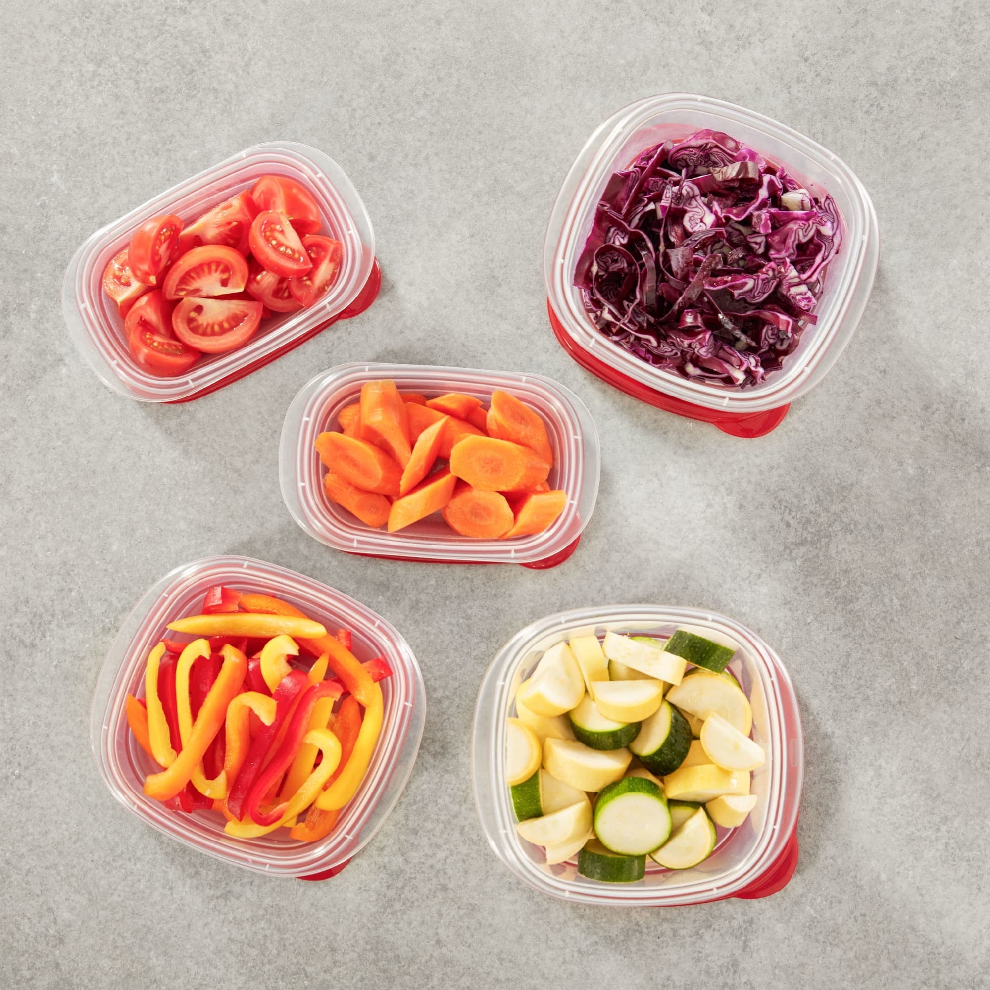 Playful Geometric Square Food Storage Containers, Ruby Red, 10 pack - Deliciously Soft Cupcake Sensory Glob Detail