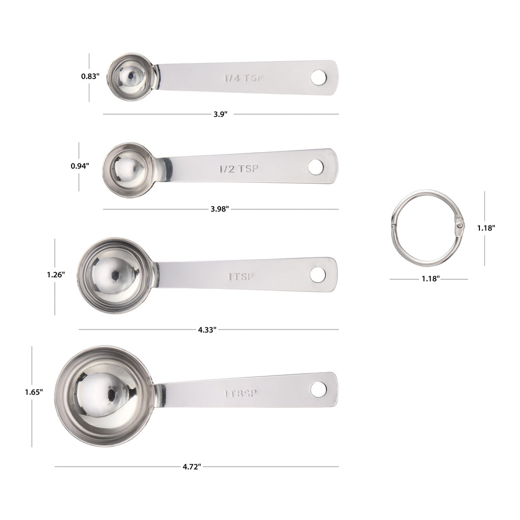 Time-Saving Kitchen Stainless Steel 4-Piece Nesting Measuring Spoons Set, Stainless Steel Finish - Multi-Functional Manual Food Chopper & Slicer Detail