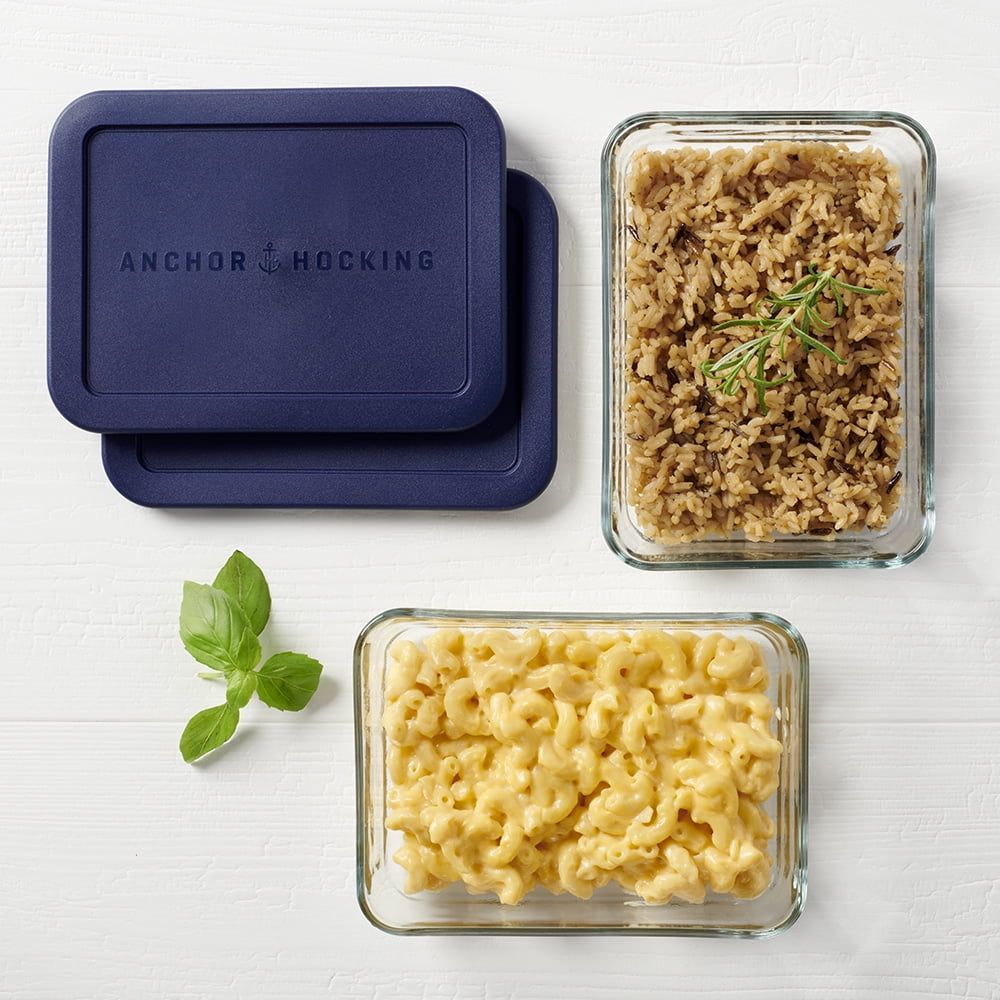 Deliciously Squishy Glass Food Storage Containers with Lids, 3 Cup Rectangular, Set of 2 - Playful Star & Heart Shaped Geometric NeeDoh Detail