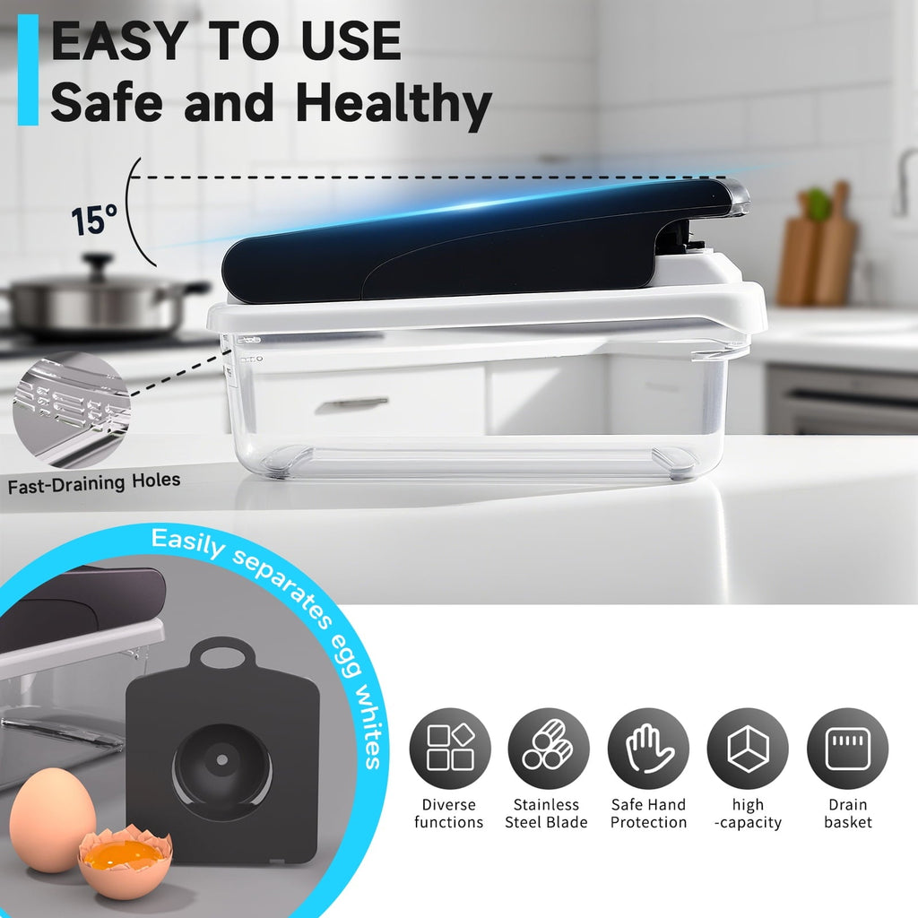 Time-Saving Vegetable Chopper Food Slicer, 15 in 1 Multi-Function Food Chopper for Onion, Veggie, Cheese Grater, Vegetable... - Multi-Functional Manual Food Chopper & Slicer Detail