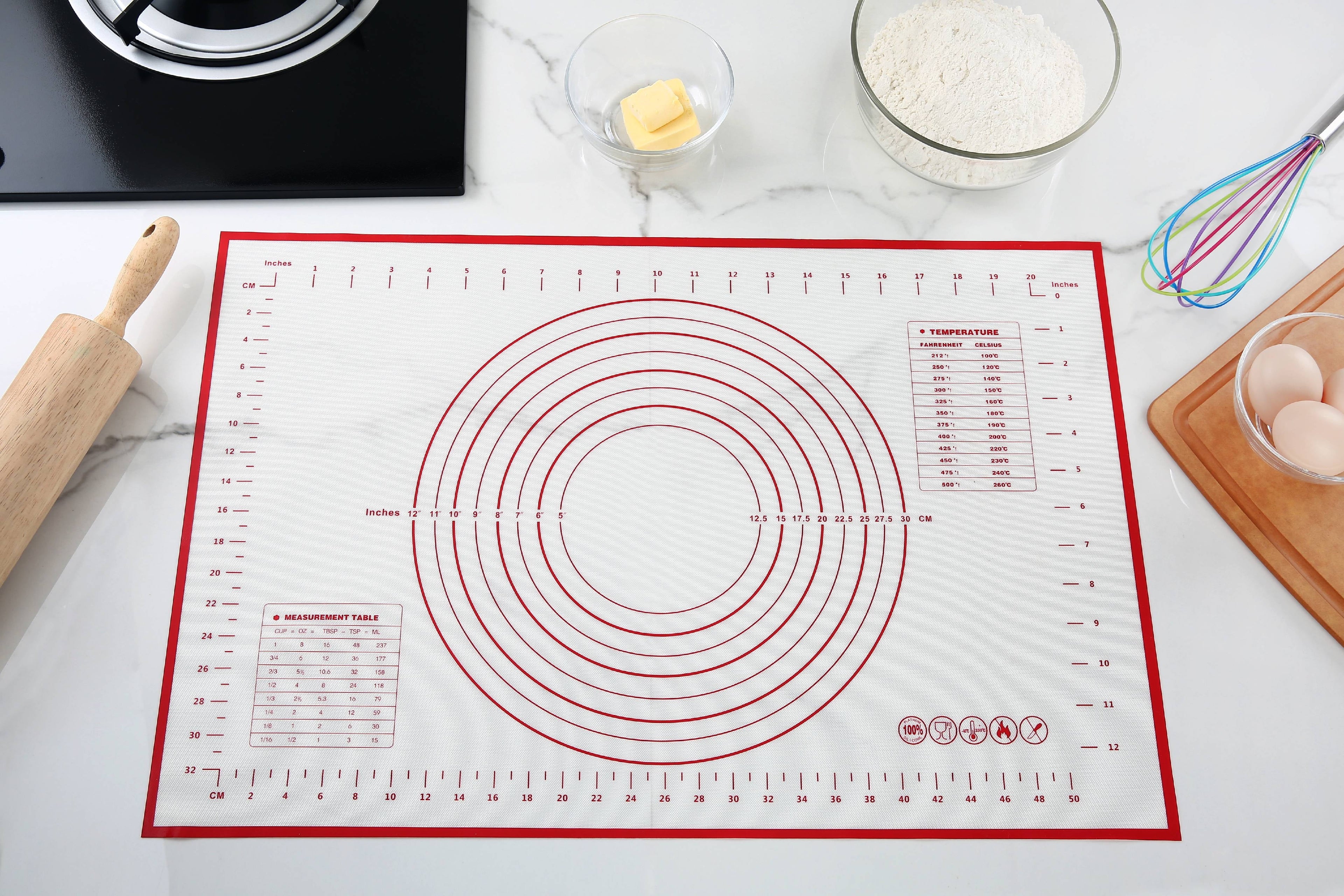 Innovative Reusable Silicone 24"x 18" Pastry Mat with Measurements - Kitchen Gadget Tool for Quick Food Prep Detail