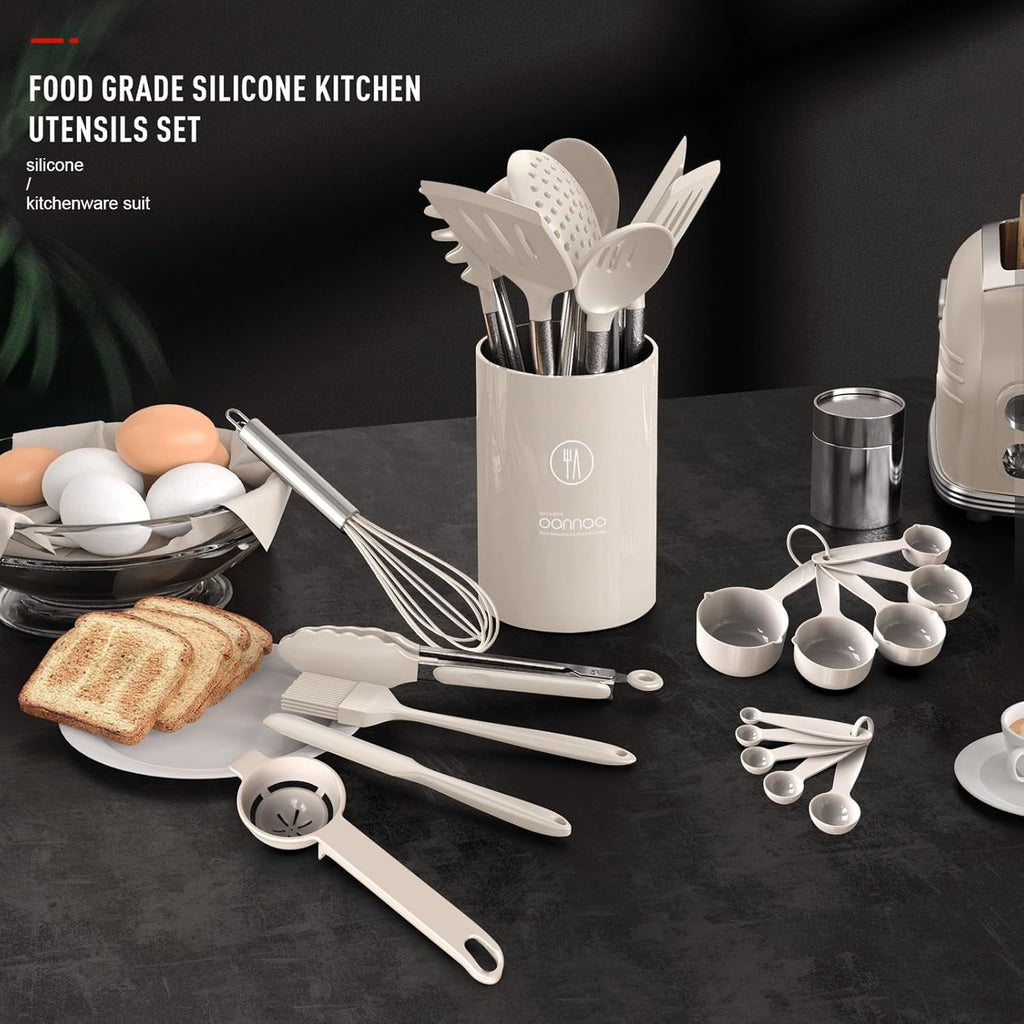Professional Grade Large Silicone Cooking Utensils Set - Heat Resistant Kitchen Utensils,Turner Tongs,Spatula,Spoon,Brush,Whisk,Stainles... - Heavy Duty Stainless Steel Kitchen Shears Detail