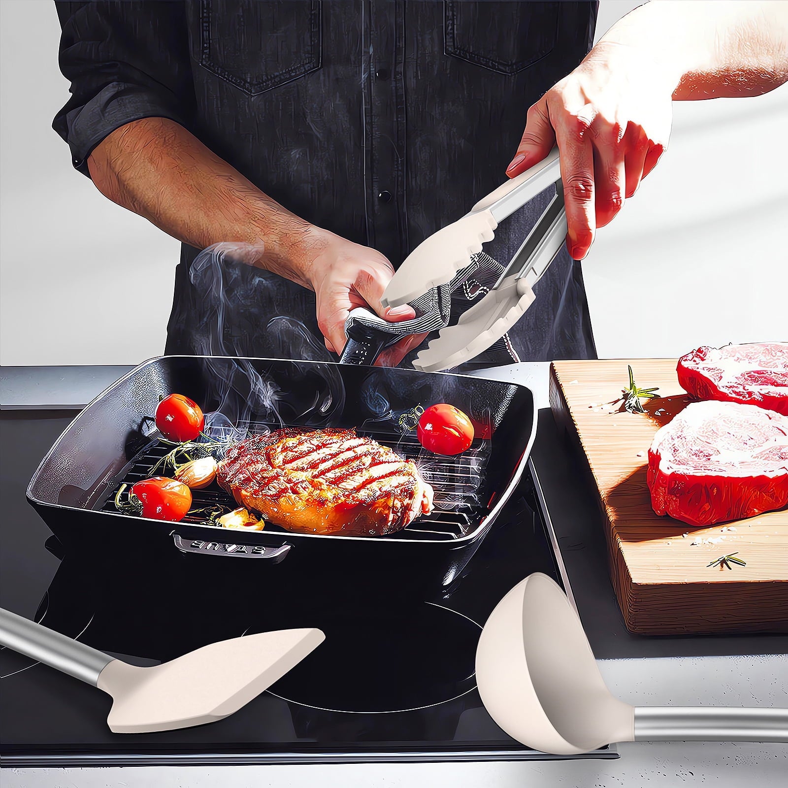 Professional Grade Silicone Cooking Utensils Set - Heat Resistant Silicone Kitchen Utensils for Cooking, Kitchen Utensil Spatula Set,BPA... - Professional Kitchen Tool for Culinary Enthusiasts Detail