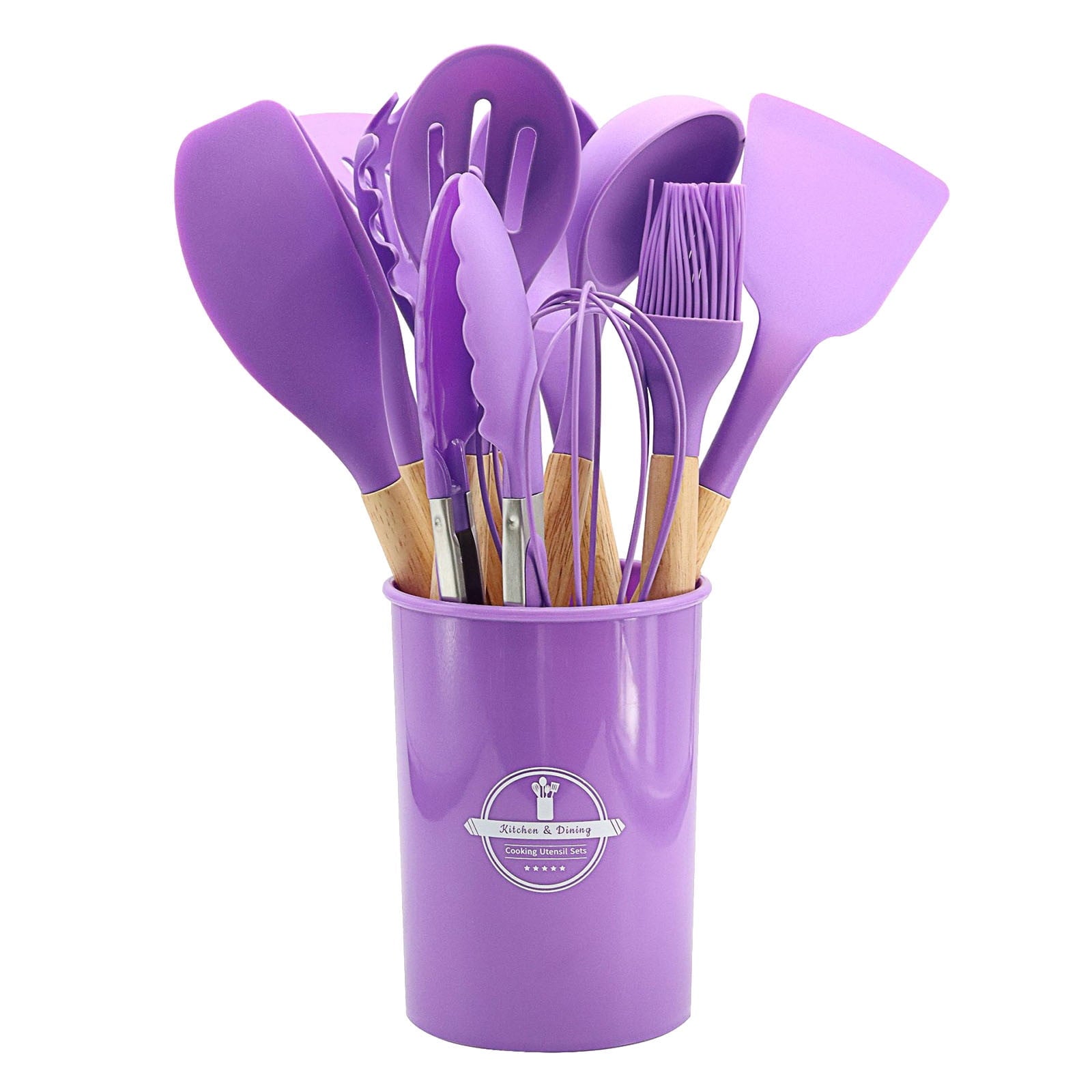 Ergonomic Cooking 12Pcs Cooking Kitchen Utensils Set with Holder,Wooden Handles Cooking Tool,BPA Free,Non Toxic Turner Tongs Spa... - Heat-Resistant Silicone Cooking Spatula Turner Detail