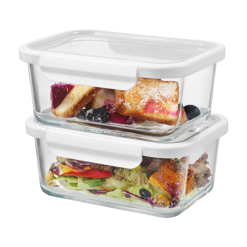 Fun Food Fidget 4Cup Rectangle Glass Food Storage Container with Tritan Lid. Set of 2, 4 Pieces, Designed to H... - Playful Star & Heart Shaped Geometric NeeDoh Detail