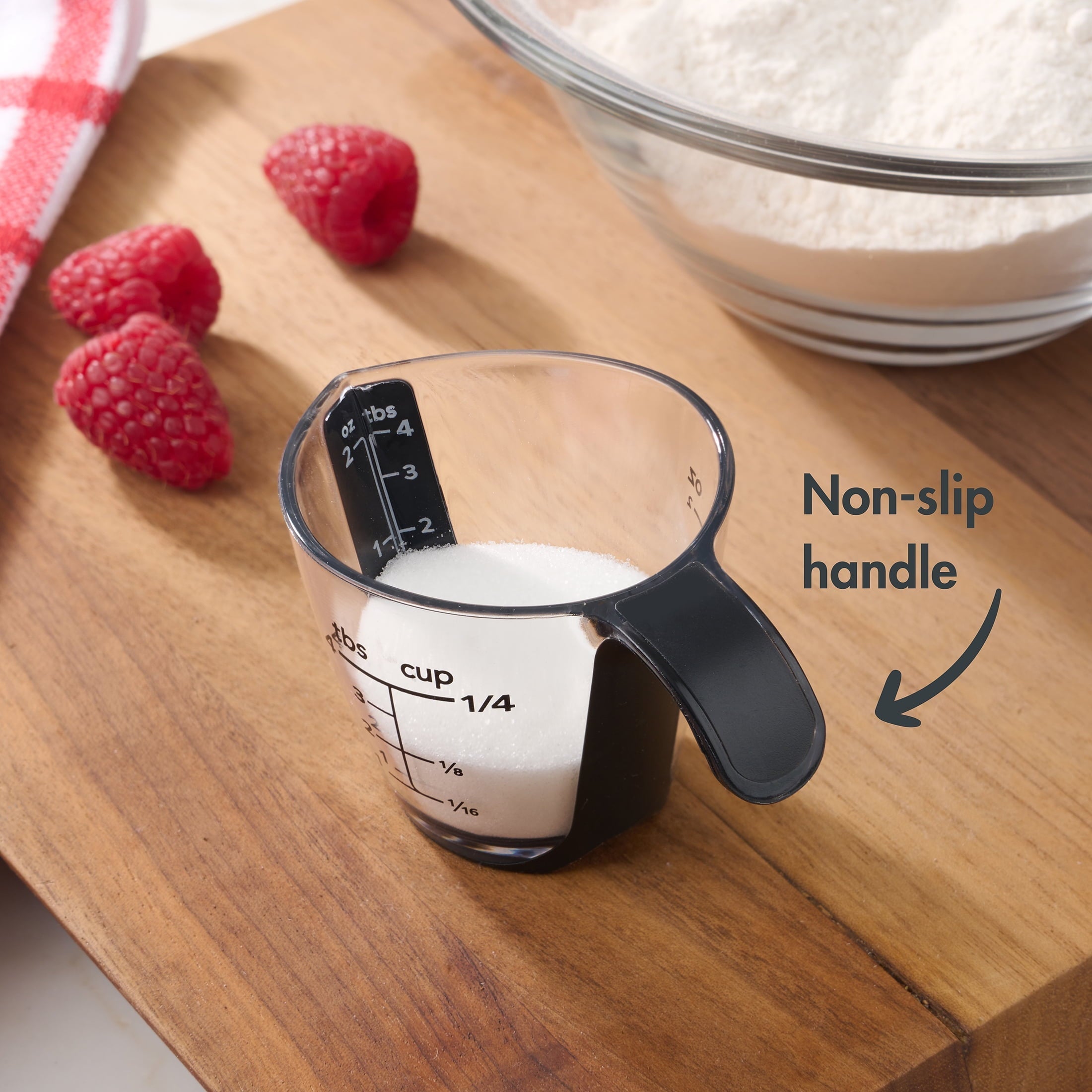 Time-Saving 1/4C Plastic Mini Measuring Cup, Black/Transparent - Premium Stainless Steel Garlic Presser & Peeler Detail