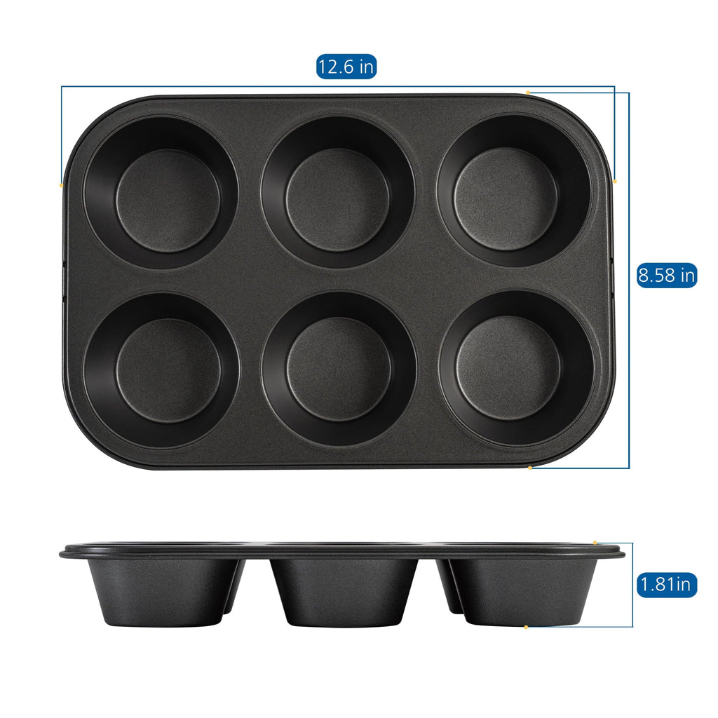 Premium Kitchen 6 Cup Jumbo Muffin Pan, Non-Stick Bakeware,3.4 inch Diameter Cups,Gray,Carbon Steel - Multi-Functional Manual Food Chopper & Slicer Detail