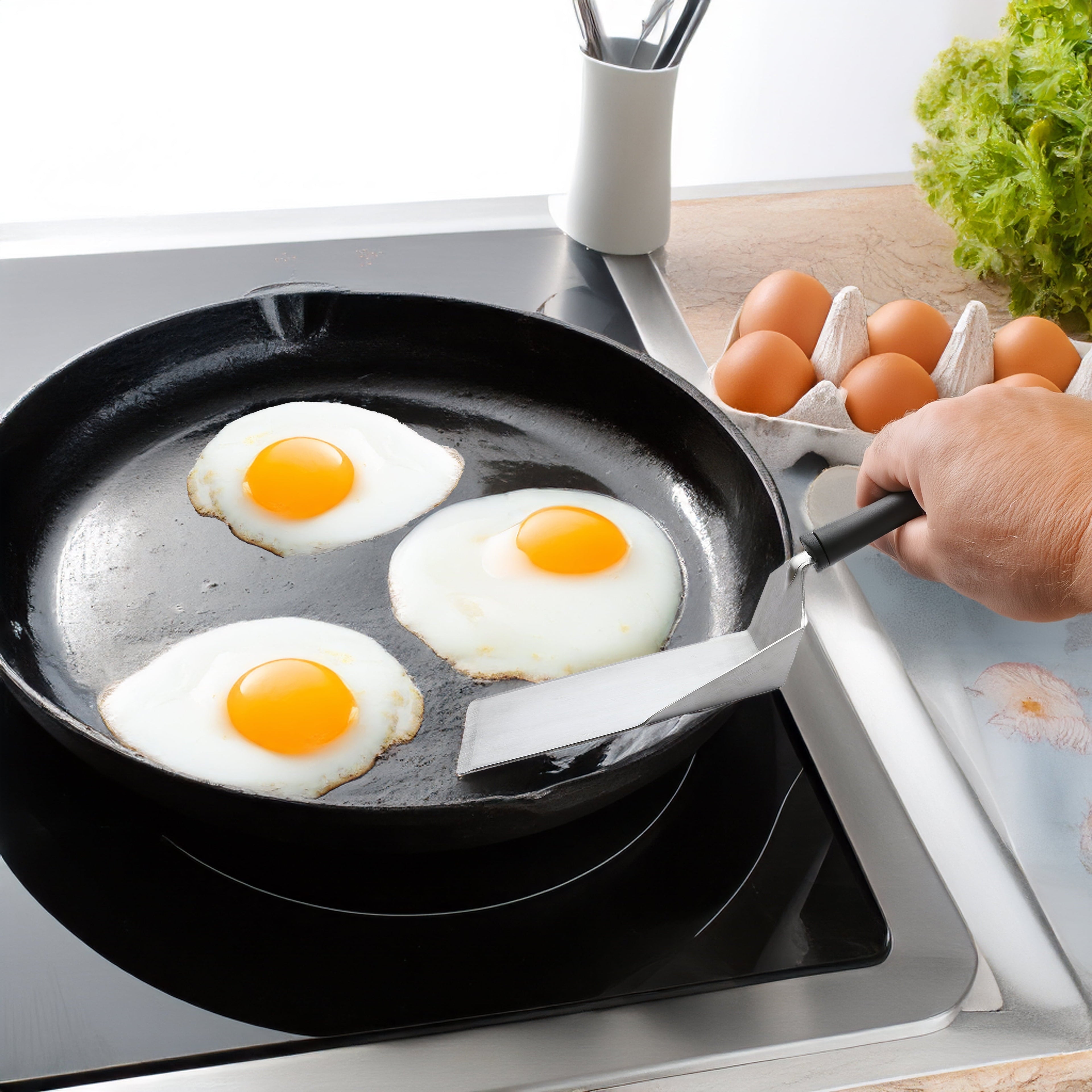 Heavy Duty Dishwasher safe 11.81 in Stainless Steel Kitchen Spatula - High-Precision Culinary Tool for Baking & Cooking Detail
