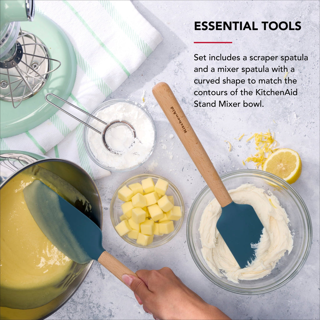 Chef-Quality 2-Piece Silicone Mixing Spatula and Scraper Set for Cooking, Agave - Professional Kitchen Tool for Culinary Enthusiasts Detail