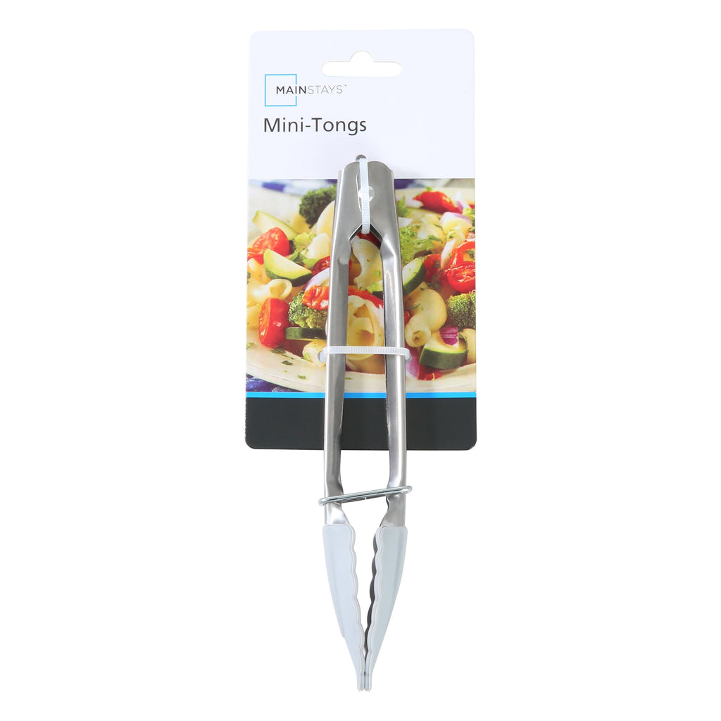 Heavy Duty Stainless Steel and Silicone Mini Food Tongs Grey - High-Precision Culinary Tool for Baking & Cooking Detail
