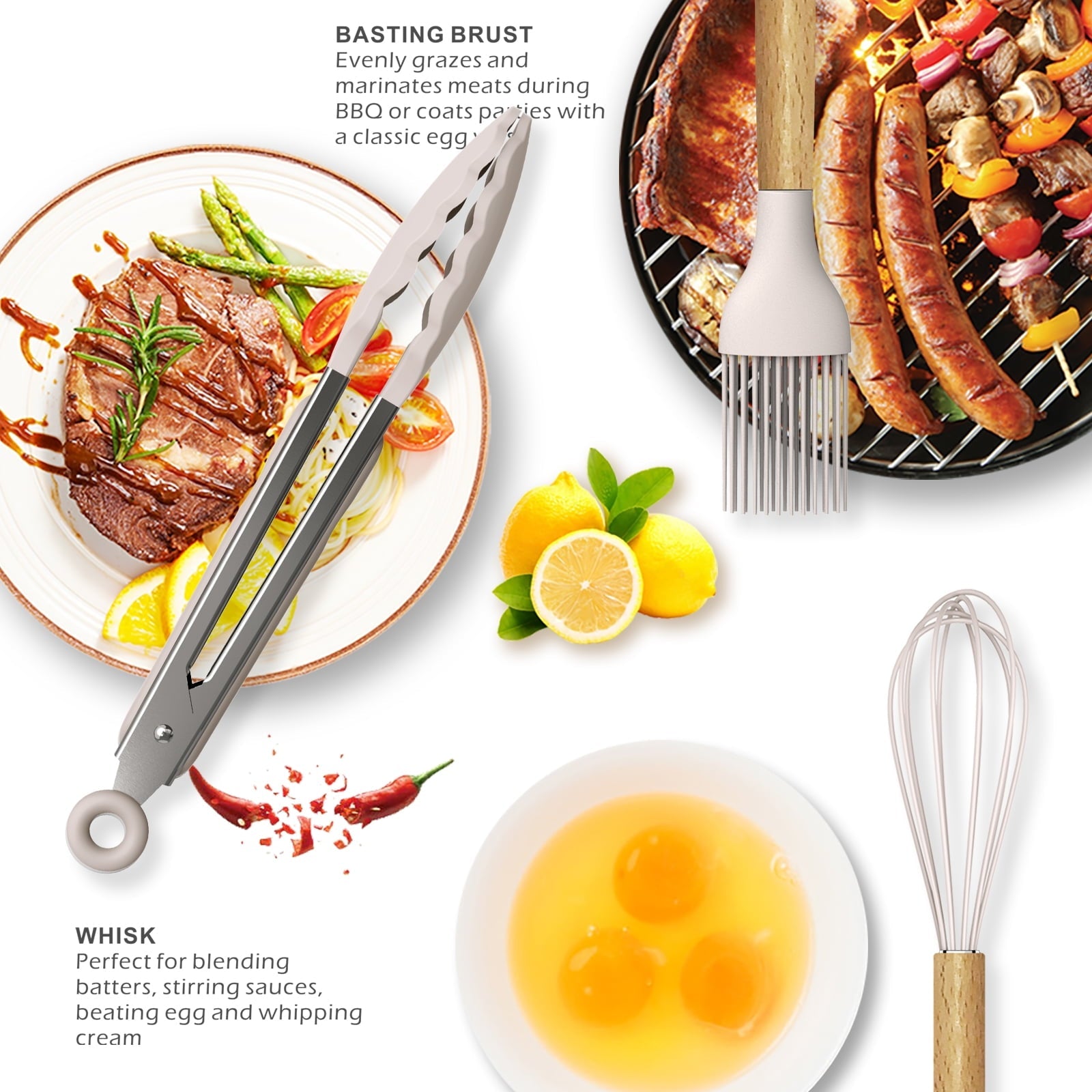 Professional Grade Silicone Cooking Utensils Set - 446°F Heat Resistant Silicone Kitchen Utensils for Cooking,Kitchen Utensil Spatula Se... - Professional Kitchen Tool for Culinary Enthusiasts Detail