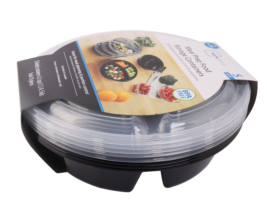 Playful Geometric 5-Pack Round Meal Prep Containers with 3 Compartments and Lids, 1L, BPA-Free, Microwave & Dishwasher Safe, Made for F... - Fun Food Fidget Cookie Squishable Toy Detail