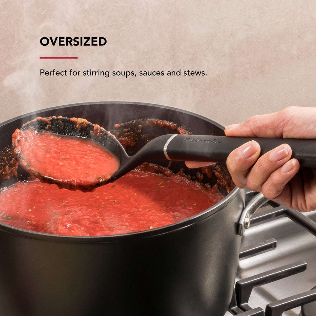 Heat-Resistant 3-Piece Cooking Utensils Set with Ergonomic Handles, Black - Heat-Resistant Silicone Cooking Spatula Turner Detail