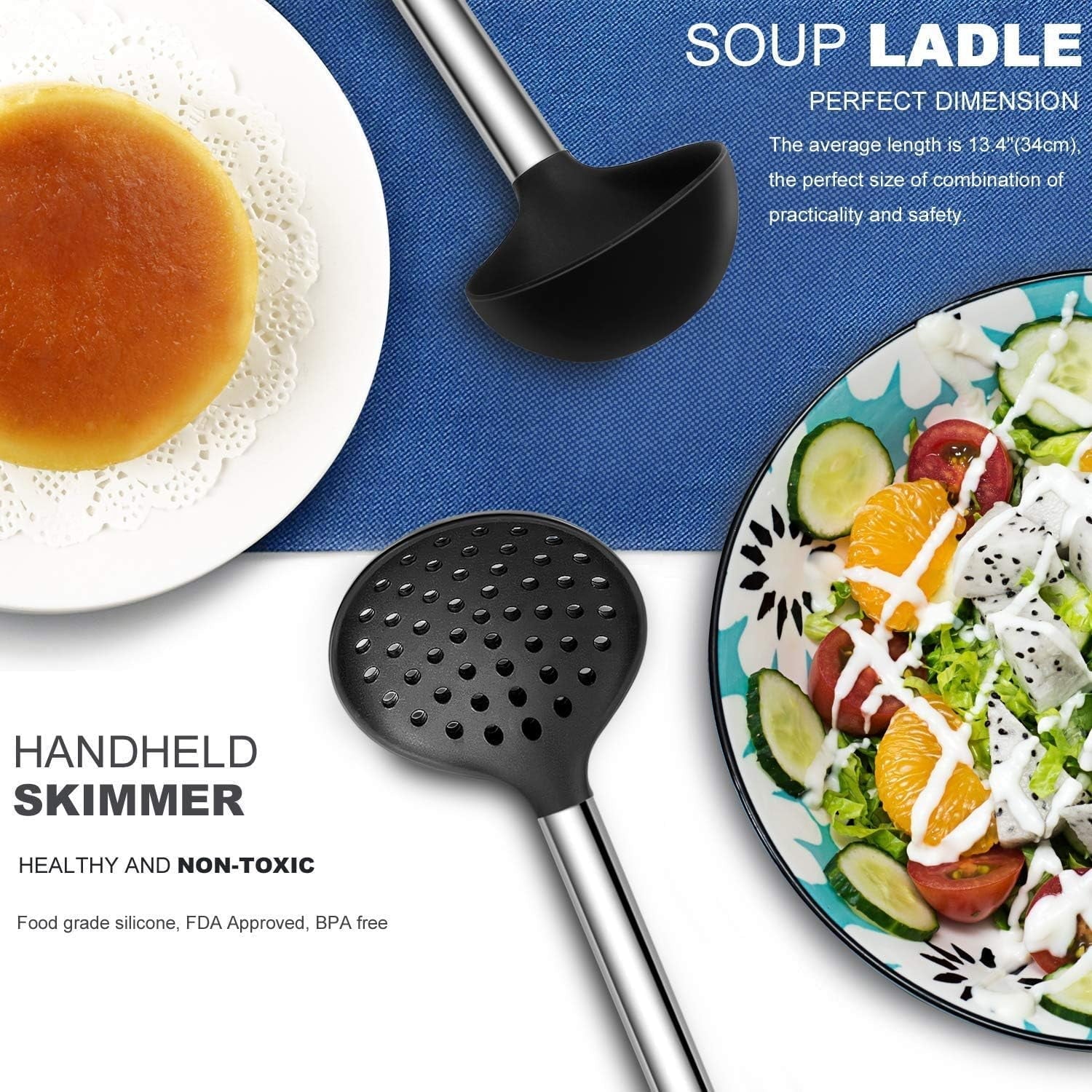 Chef-Quality Kitchen Utensil Set-Silicone Cooking Utensils-33 Kitchen Gadgets & Spoons for Nonstick Cookware-Silicone and Stainles... - Multi-Purpose Hand Tool for Daily Meal Prep Detail