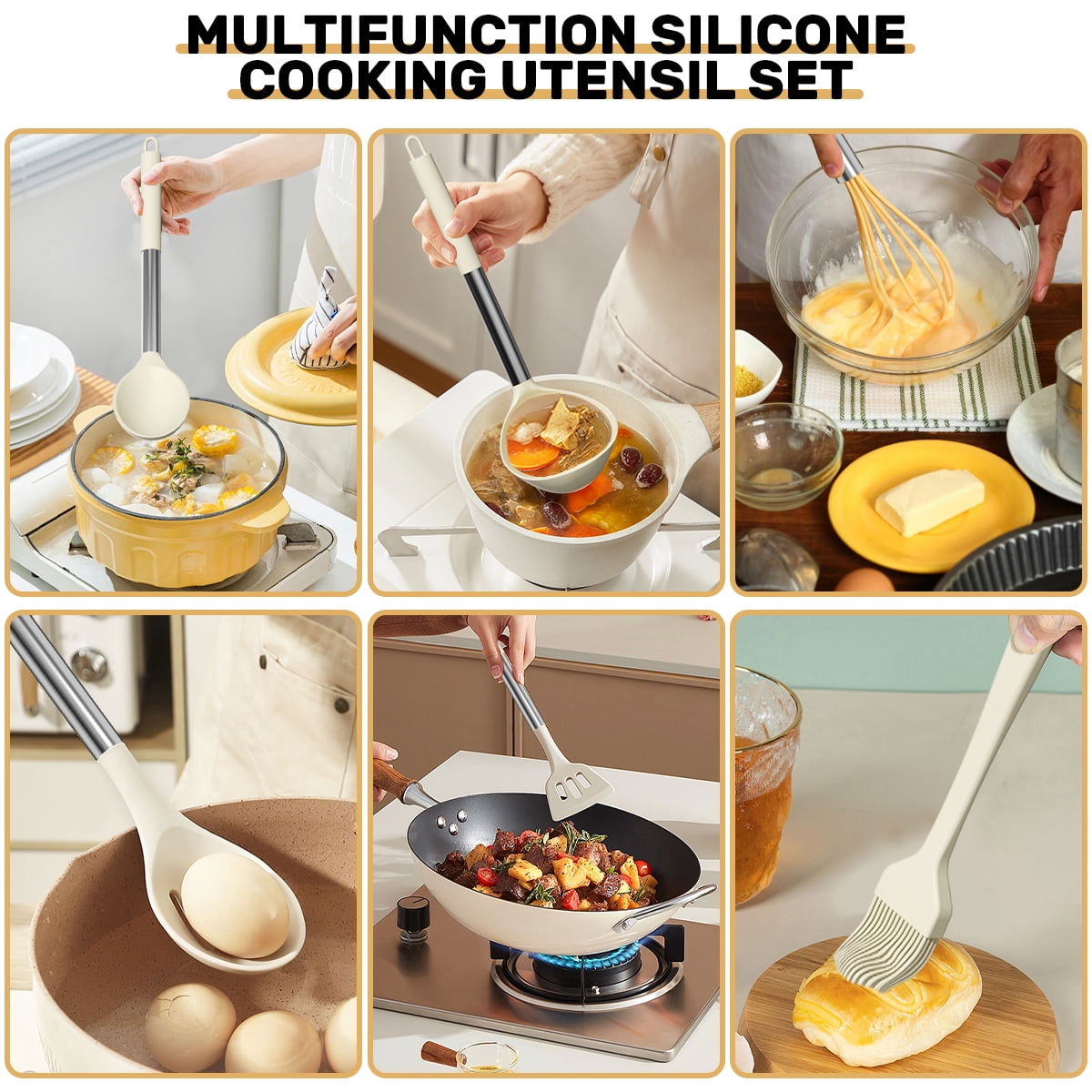 Chef-Quality Silicone Cooking Utensil Set, 30 Pcs Kitchen Utensils Set with Stainless Steel Handle, Food Grade Silicone Spatula Se... - Professional Kitchen Tool for Culinary Enthusiasts Detail