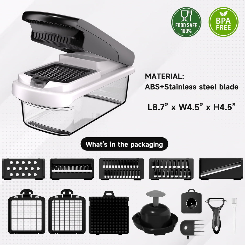 Time-Saving Vegetable Chopper Food Slicer, 15 in 1 Multi-Function Food Chopper for Onion, Veggie, Cheese Grater, Vegetable... - Multi-Functional Manual Food Chopper & Slicer Detail