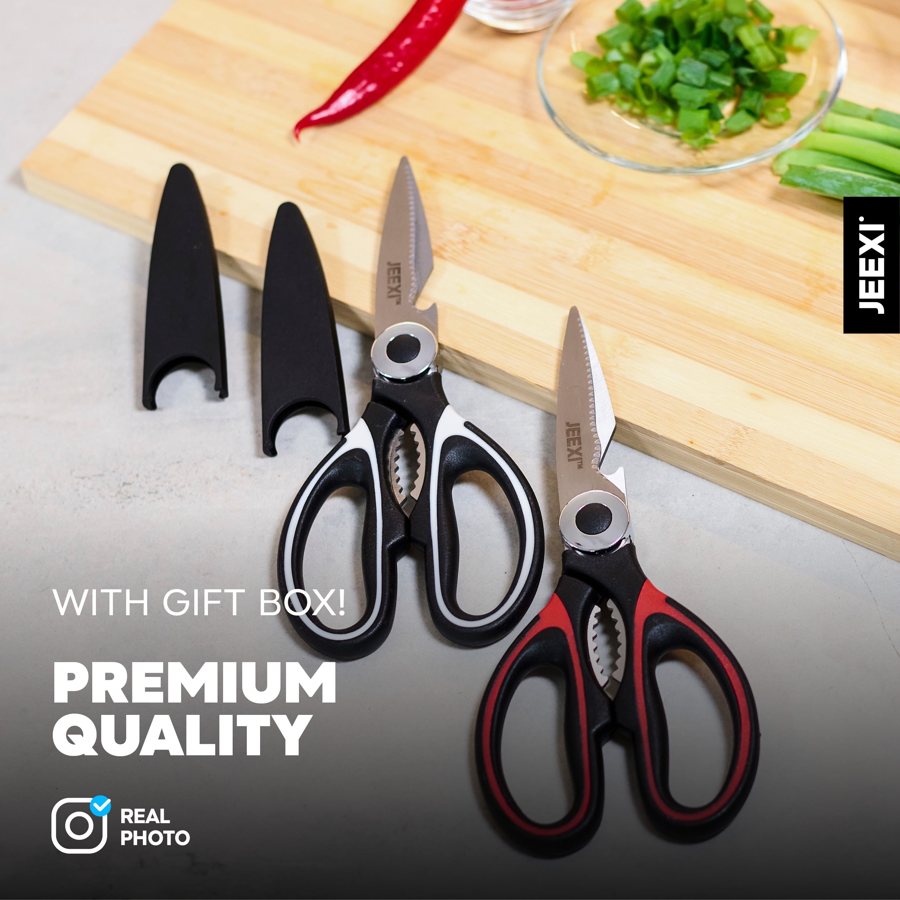 Time-Saving 3 Pack Kitchen Scissors, Ultra-Sharp Premium Stainless Steel Heavy Duty Kitchen Shears & Multi Purpose Poultry Shears... - Kitchen Gadget Tool for Quick Food Prep Detail
