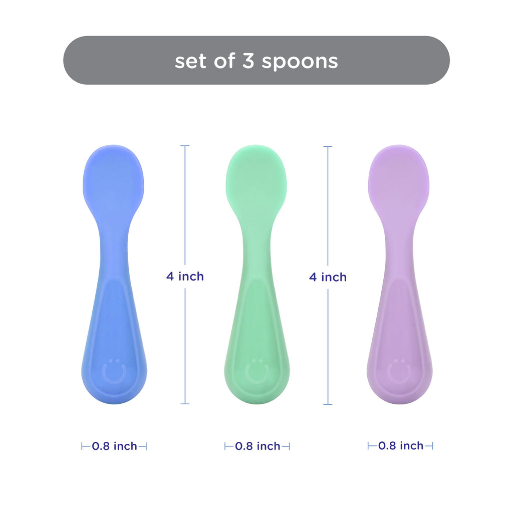 Durable Steel Silicone Toddler Training Spoons, Baby, Silicone Flatware Sets, 3 Pack - High-Precision Culinary Tool for Baking & Cooking Detail