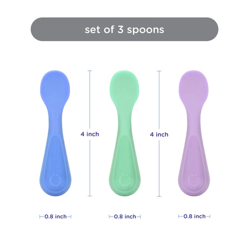 Durable Steel Silicone Toddler Training Spoons, Baby, Silicone Flatware Sets, 3 Pack - High-Precision Culinary Tool for Baking & Cooking Detail
