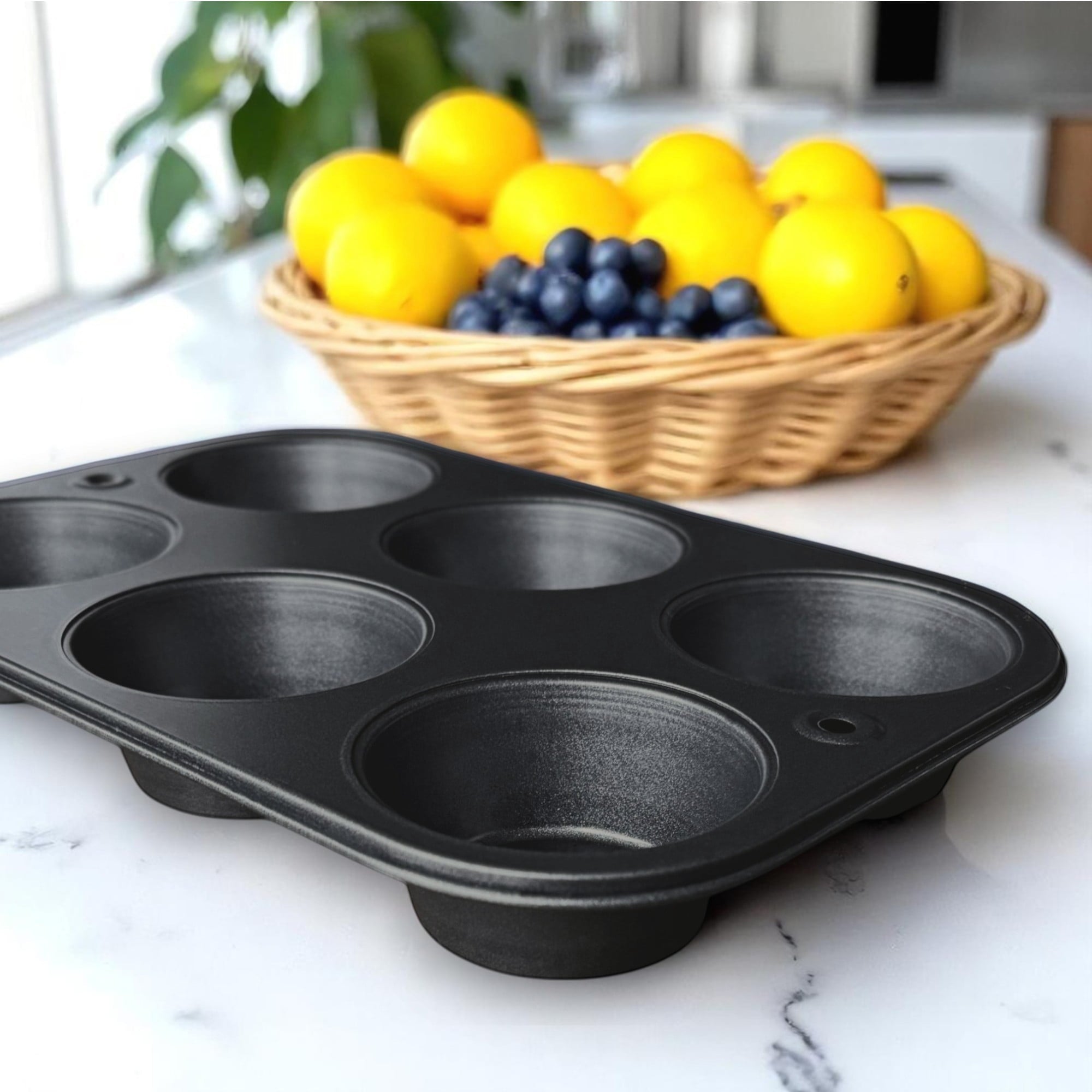 Multi-Functional 6-Cup Nonstick Steel Muffin Pan, 2.9" Cup, Gray, 1 Count - Multi-Functional Manual Food Chopper & Slicer Detail