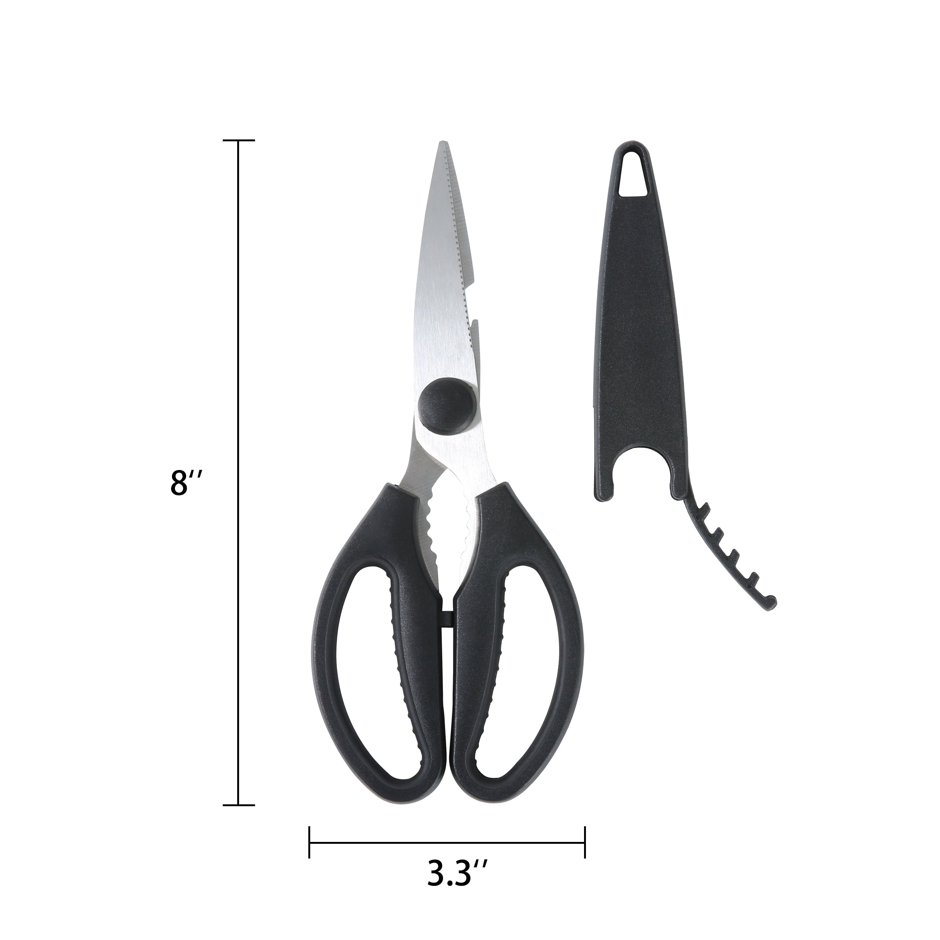 Premium Kitchen Stainless Steel Multi-Purpose Kitchen Shears with Grip 1 Each - Kitchen Gadget Tool for Quick Food Prep Detail