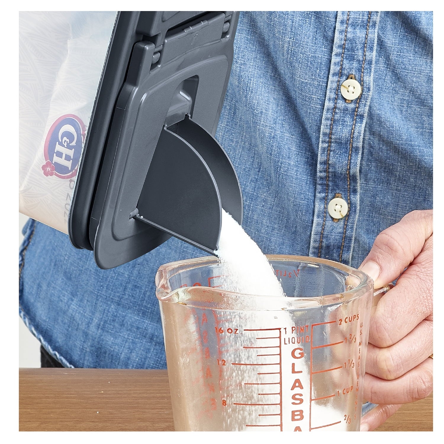 Deliciously Squishy 3.5 QT Plastic Food Dispenser, Clear with Gray Lid (1 Each) 7.5" L x 3.75" W x 9.25" H, Designed to Help wi... - Playful Star & Heart Shaped Geometric NeeDoh Detail